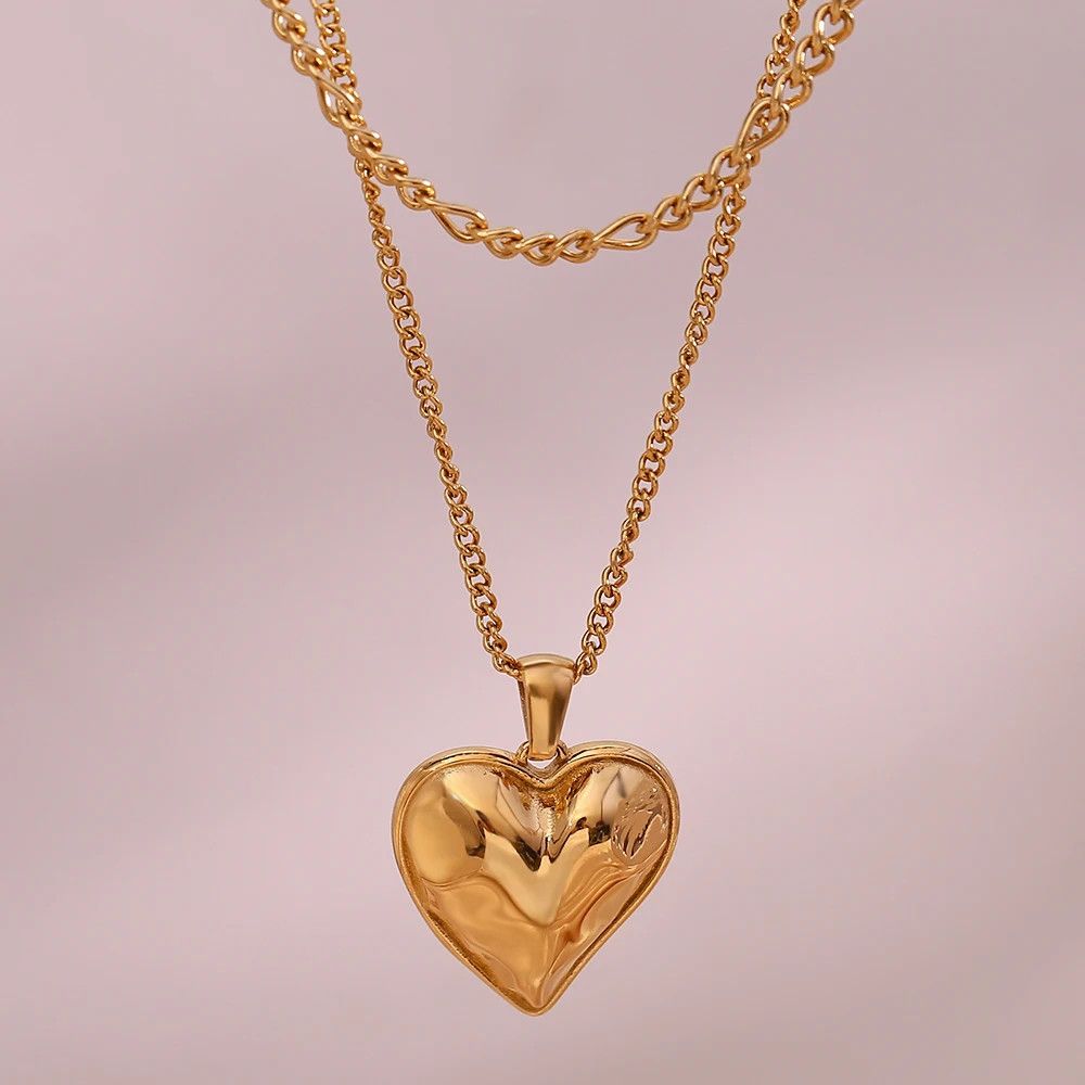 Jewelry × Vintage Heart Pendant Double Layers Necklace Size ONE SIZE - 3 Thumbnail