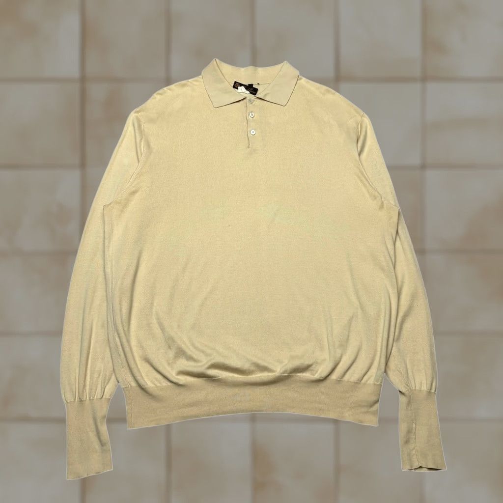 Loro Piana Loro Piana Polo Shirt Cotton Sweater Long Sleeve Men's 2XL Cream Quiet Luxury Size US XXL / EU 58 / 5 - 1 Thumbnail