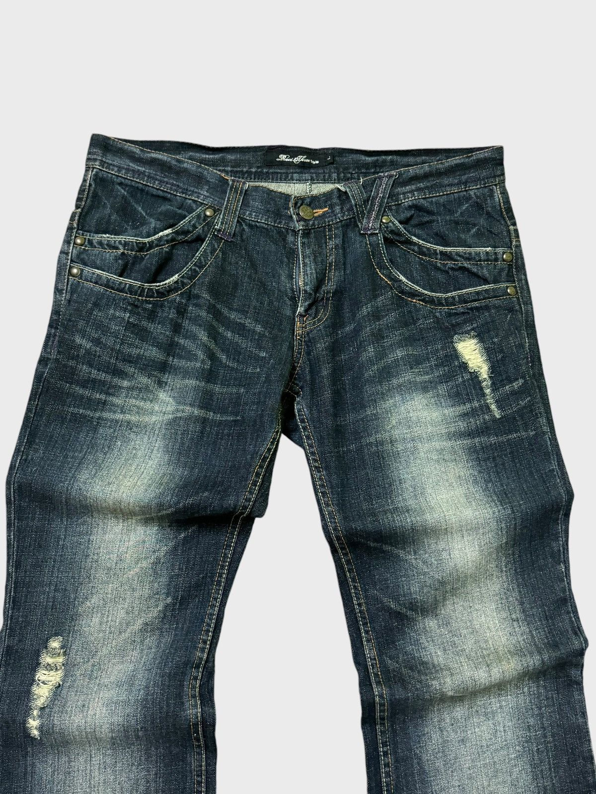 Japanese Brand Root Three Japan Muddy Wash Flared Denim Pants Size US 33 - 3 Thumbnail