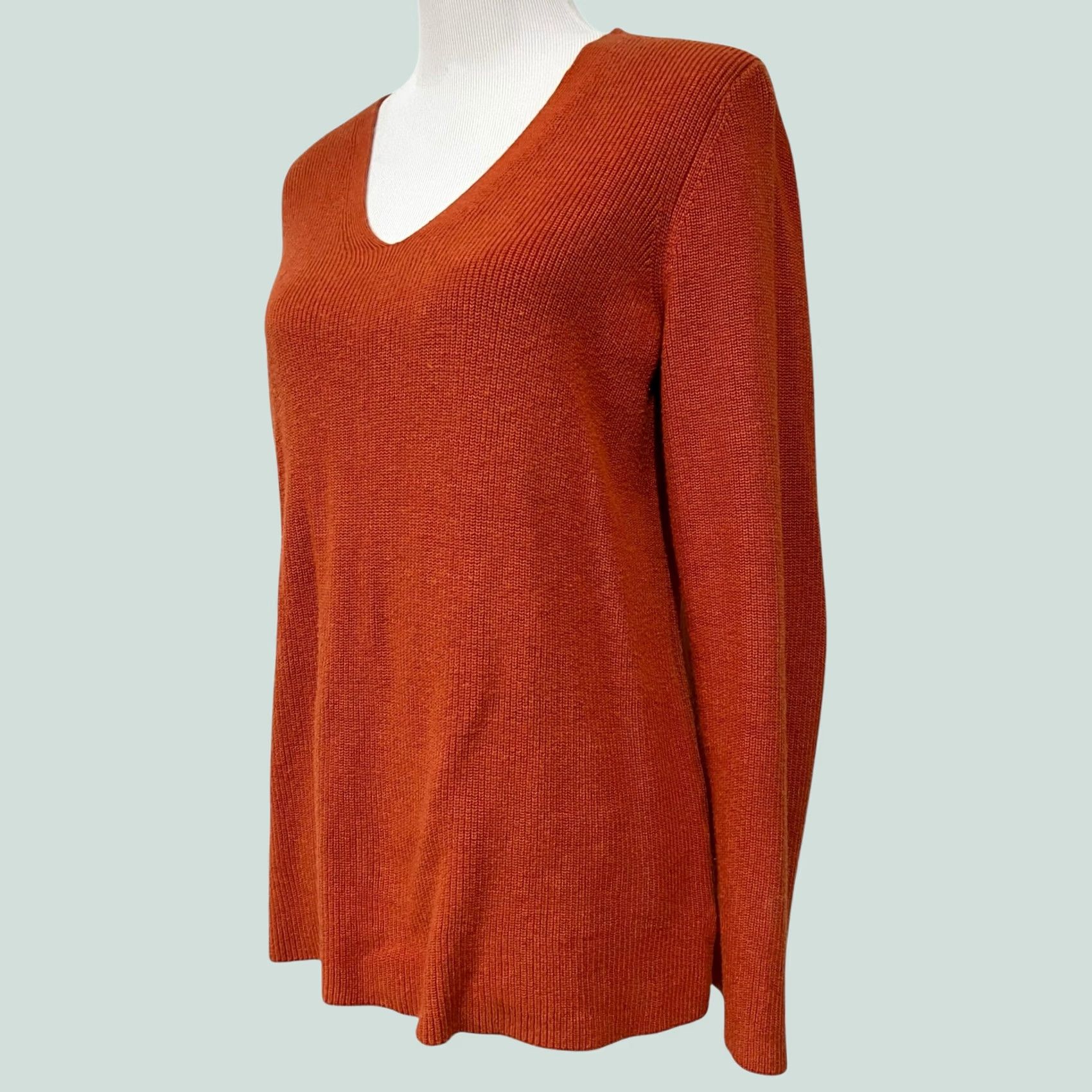 J. Jill J.Jill Sweater Orange V-Neck Pullover Cotton Blend Tunic Small Womens Pullover Shirt Size S / US 4 / IT 40 - 1 Thumbnail