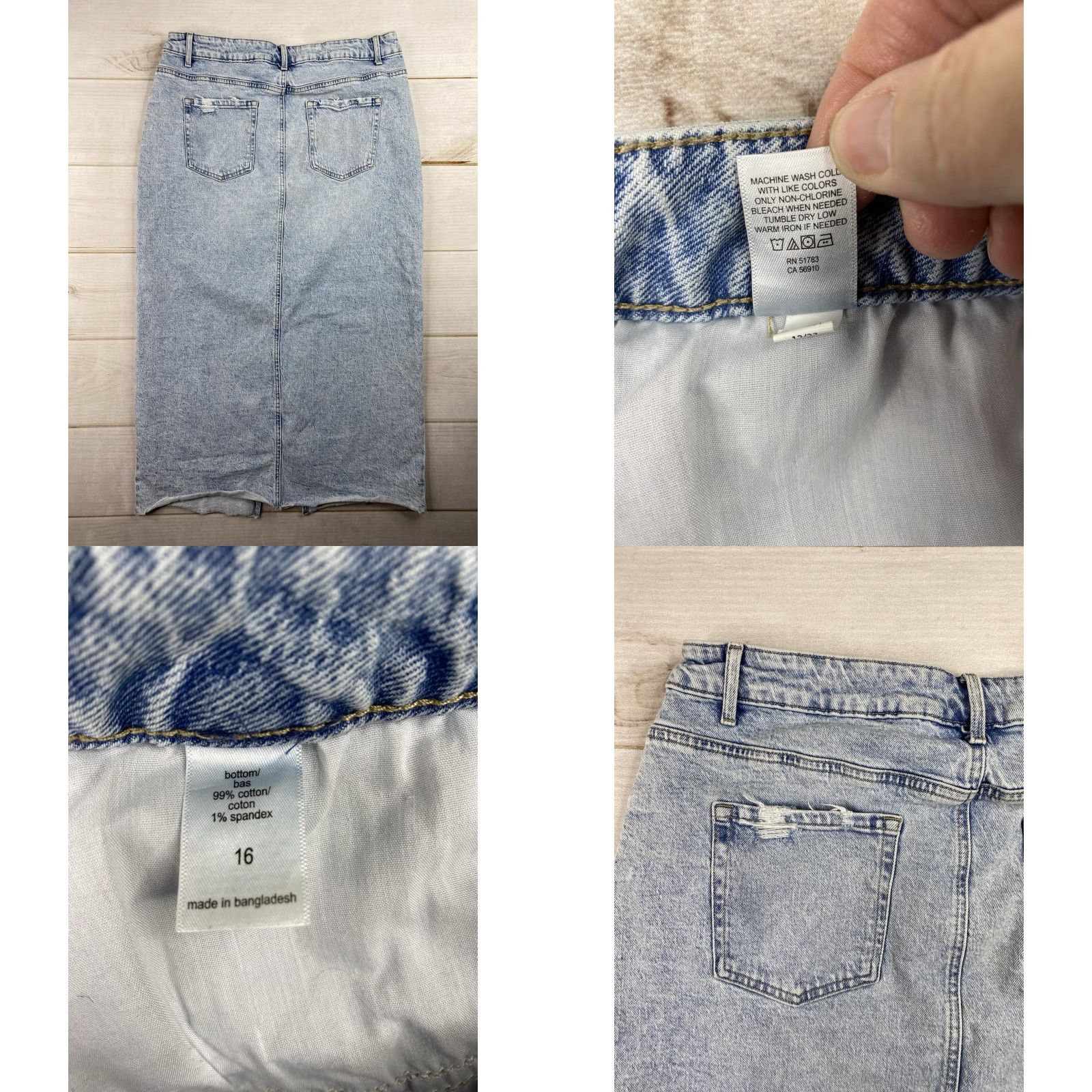 Vintage Maurices M Jeans Skirt Womens 16 Acid Wash Slit Front Stretch Denim Midi 90s Bohemian Vintage No N/A Size 38" / US 16 / IT 52 - 8 Thumbnail