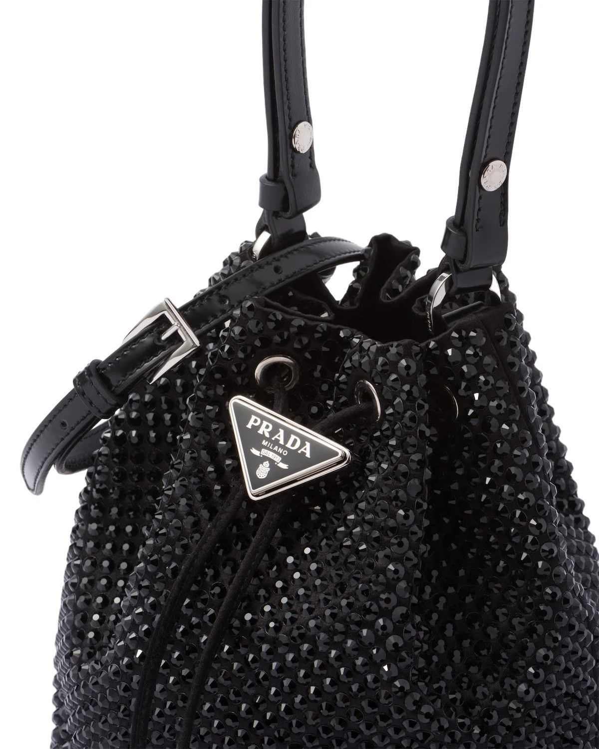 Prada PRADA Black Satin Crystal Mini Top Handle Bag New Size ONE SIZE - 5 Thumbnail