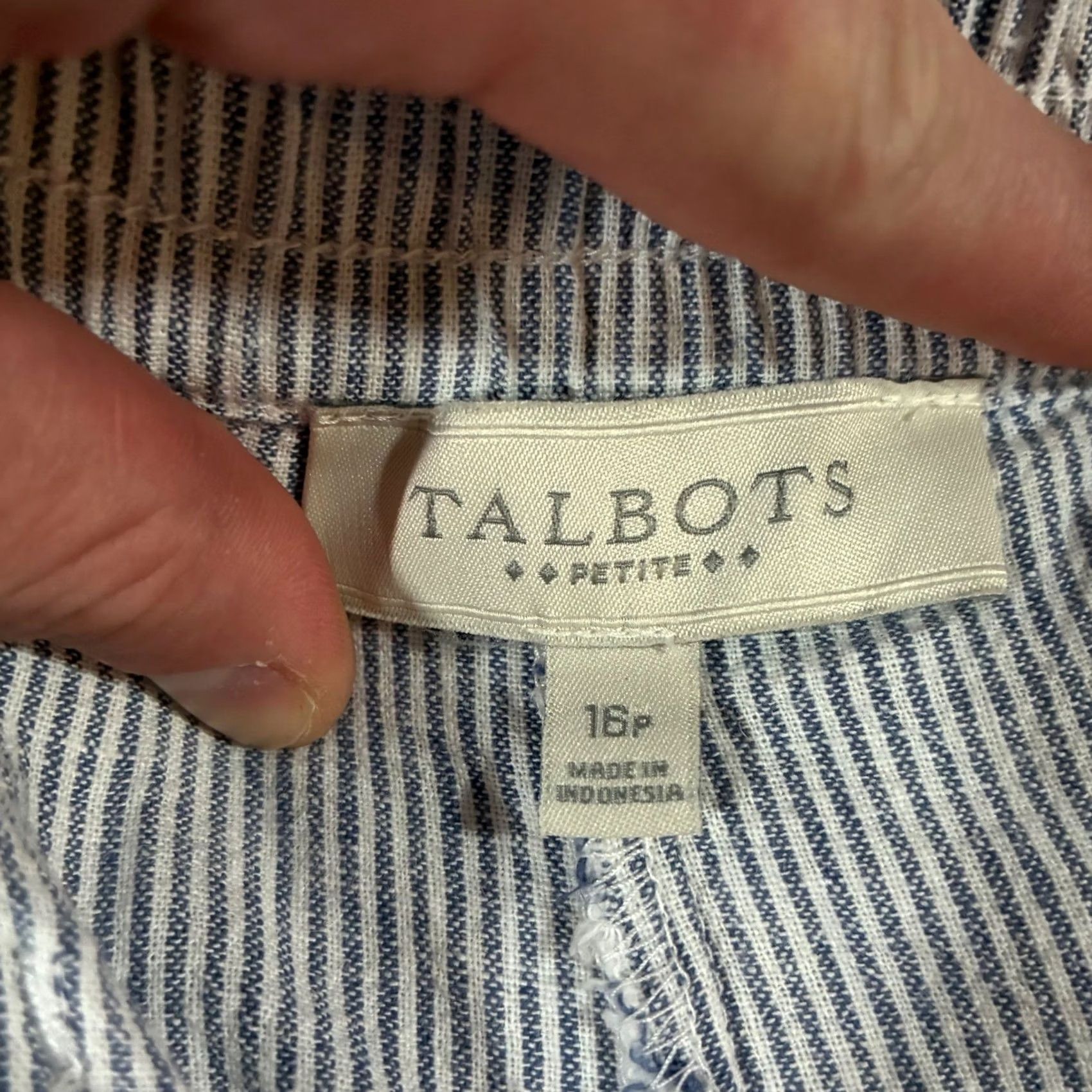 Talbots Talbots Petite Striped Pants Women's 16P Wide Leg Drawstring Waist Blue Size 38" / US 16 / IT 52 - 5 Thumbnail
