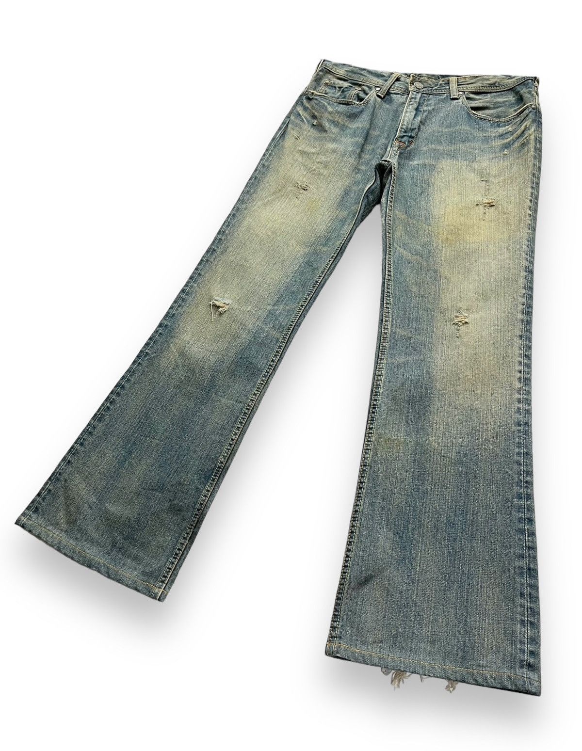 Aran Crafts FYE🔥90's DENIM CRAFT Mudwash Rusty Faded Distressed FLARE Size US 30 / EU 46 - 4 Thumbnail