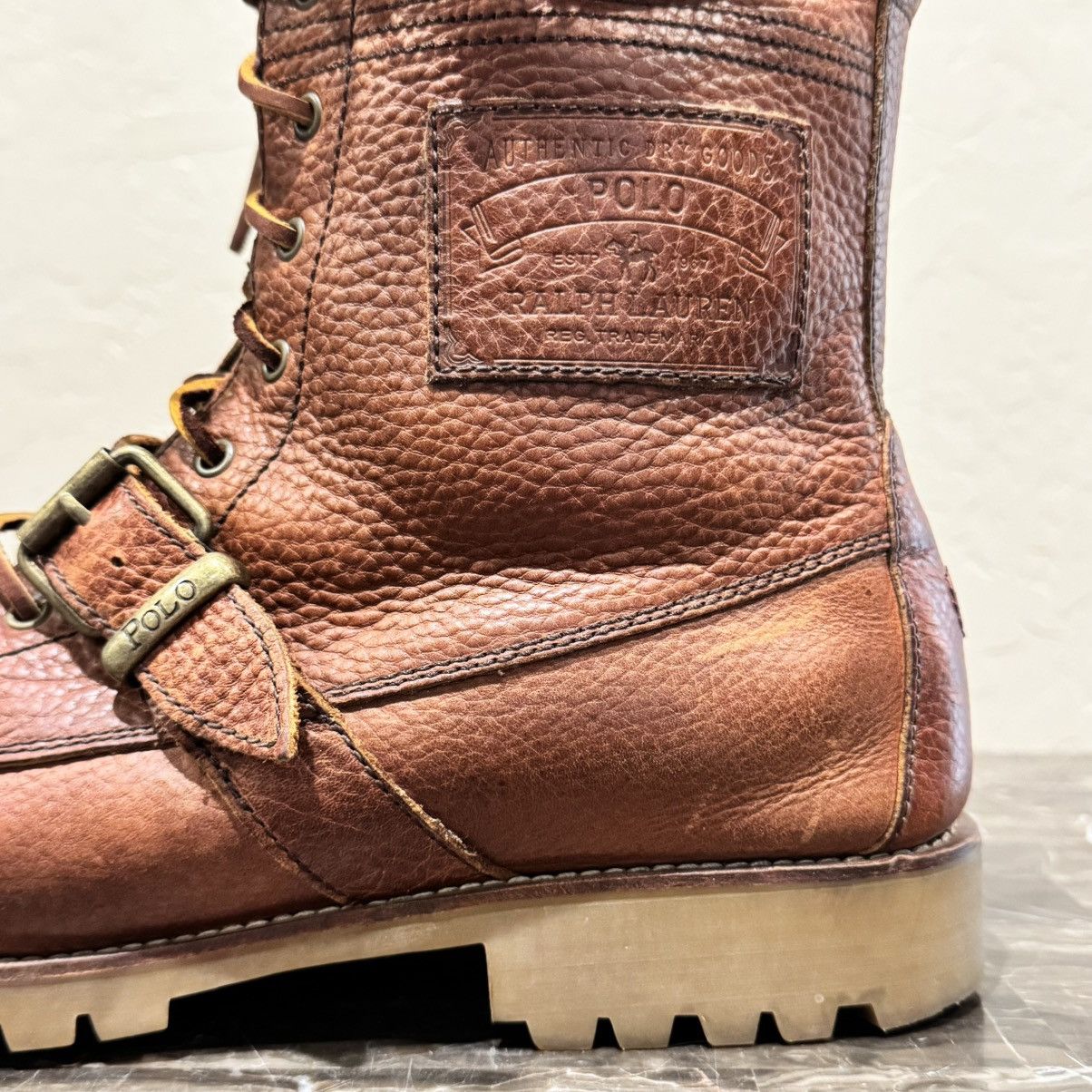 Polo Ralph Lauren Polo Ralph Lauren Radbourne Leather Buckled Combat Boots Size US 14 / EU 47 - 3 Thumbnail