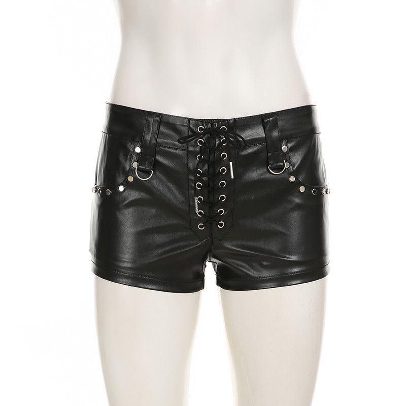 Japanese Brand Retro Patchwork Rivet PU Short Size 29" - 5 Thumbnail