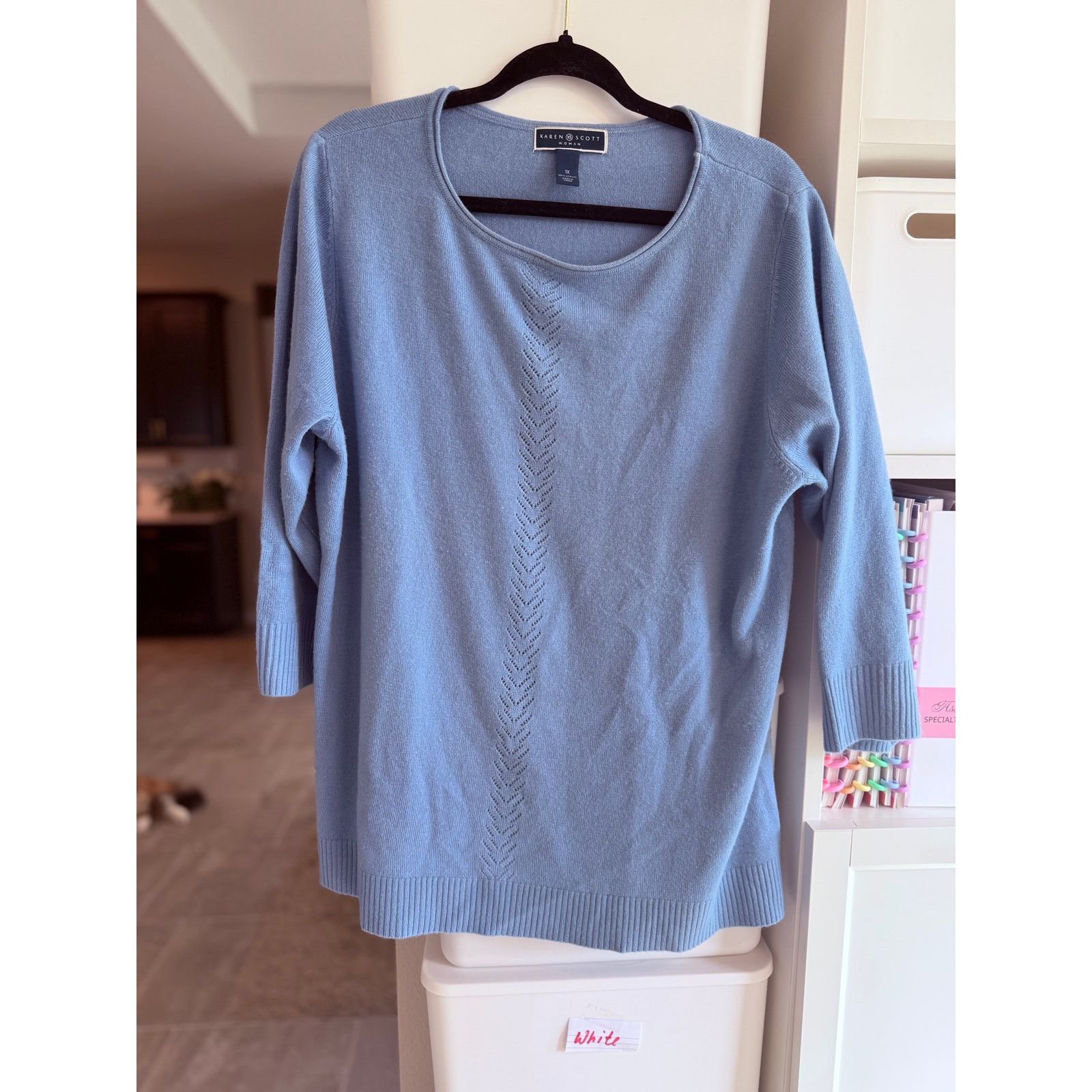 Other Karen Scott Blue Knit Sweater Women 3/4 Sleeve 1X - A009 Size XXL / US 16-18 / IT 52-54 - 2 Thumbnail