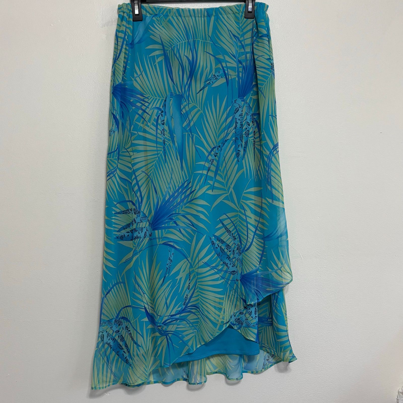Other Studio 1 Floral Maxi Skirt Set 14W Blue Yellow Tropical 2pc Size 36" / US 14 / IT 50 - 11 Thumbnail