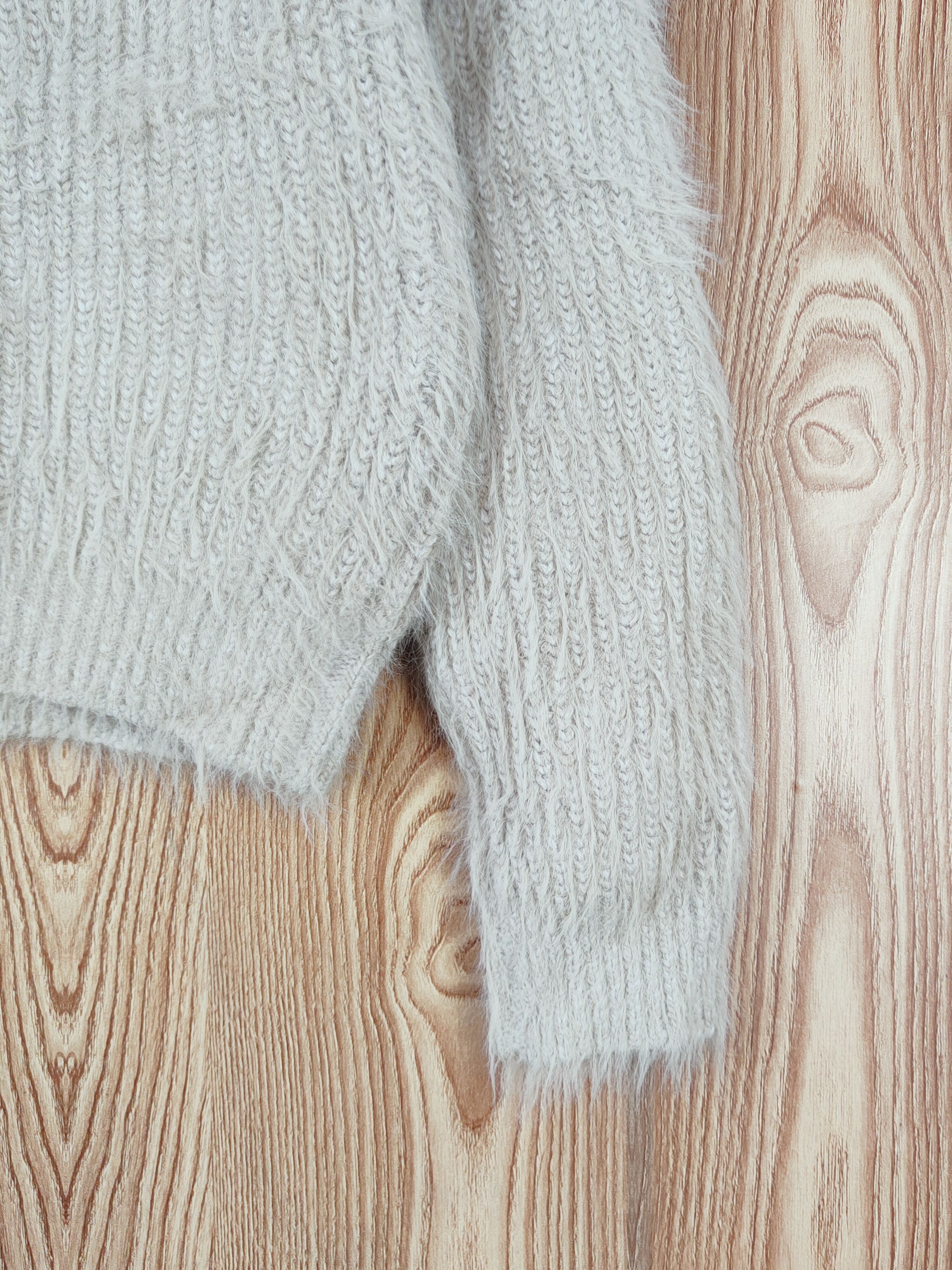 Homespun Knitwear RD Beige Shag Shaggy Fur Mohair Knitwear #W761 Size XS / US 0-2 / IT 36-38 - 6 Thumbnail