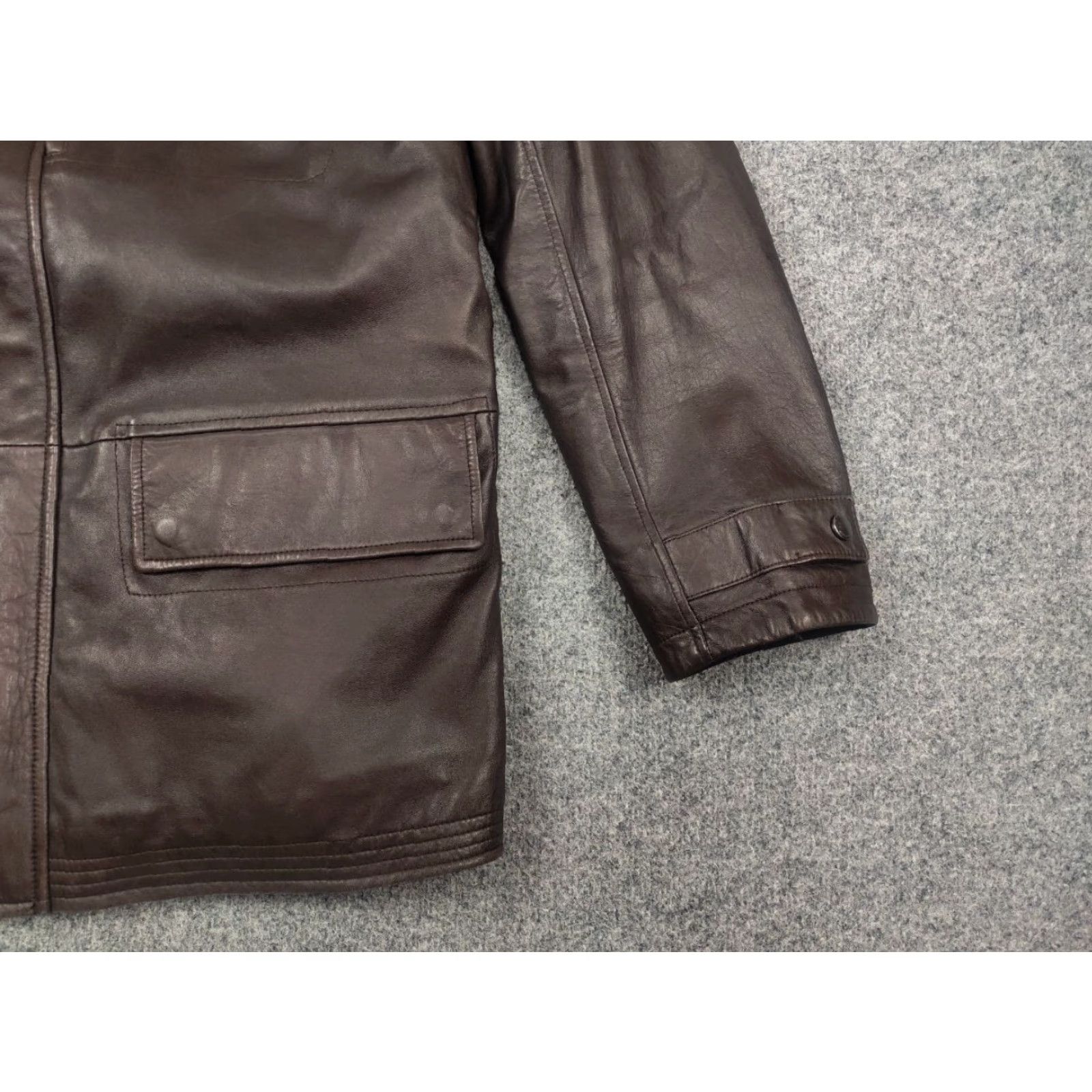 Hugo Boss HUGO BOSS Italian lamb nappa Leather Dark Brown Classic Pocket Jacket Leather Shirt Jacket Mens Regular Size M Brown 90s Classic Style Pocket Details Size US M / EU 48-50 / 2 - 6 Thumbnail