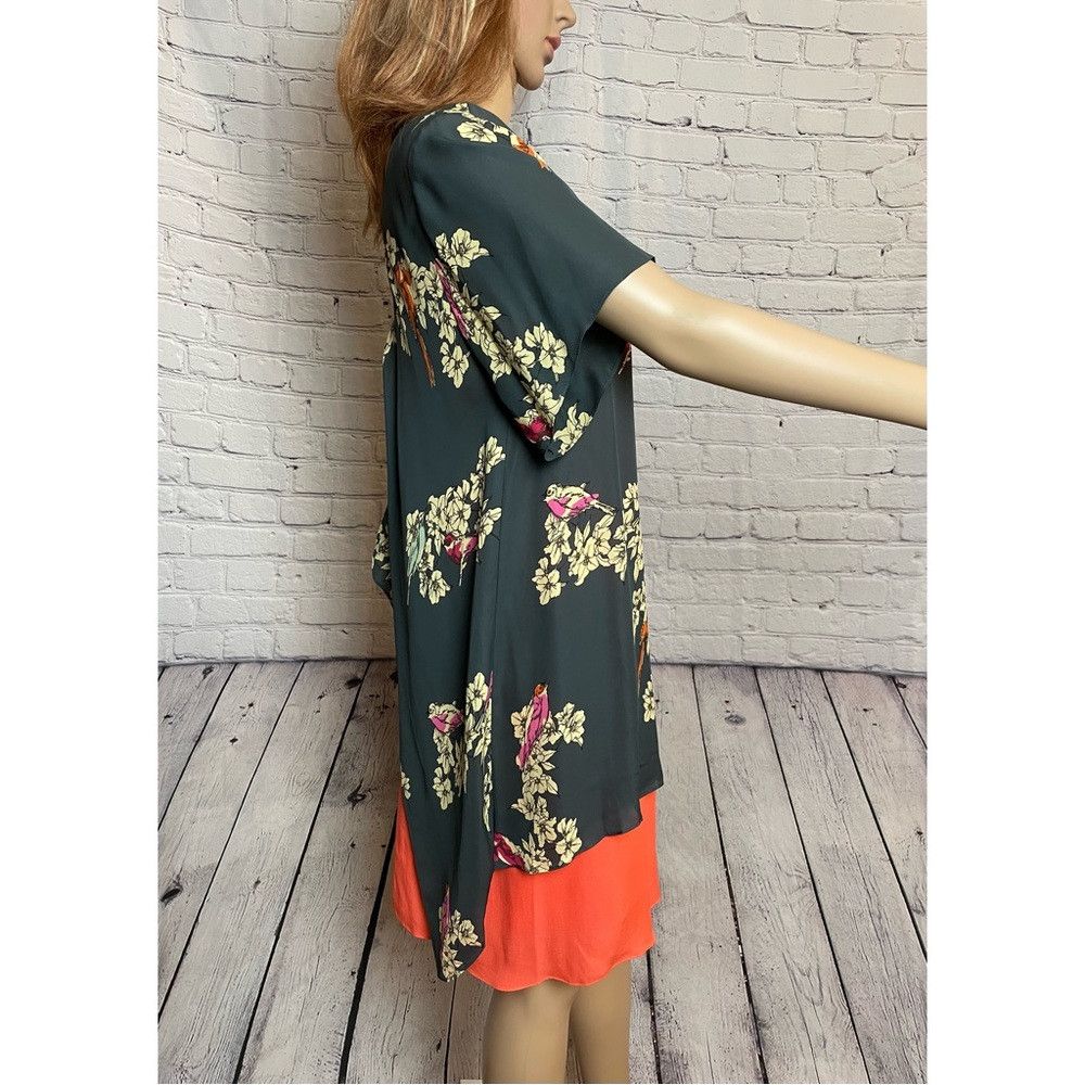 Other Rachel Roy Layered Silk Shift Blue Orange Dress Size L Size L / US 10 / IT 46 - 4 Thumbnail