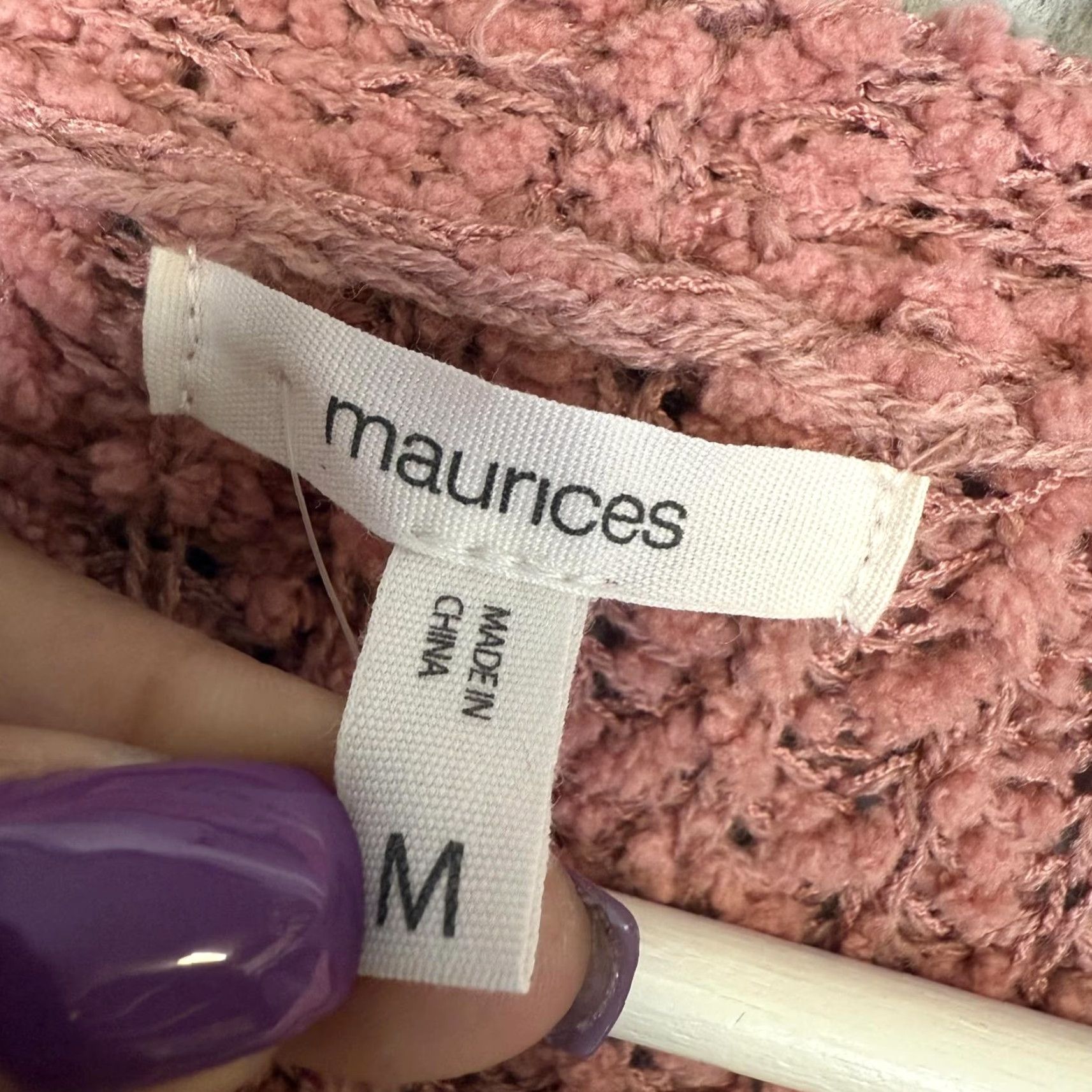 Vintage Maurices Cardigan Pink Chunky Knit Open Front Womens Medium M Size M / US 6-8 / IT 42-44 - 2 Thumbnail