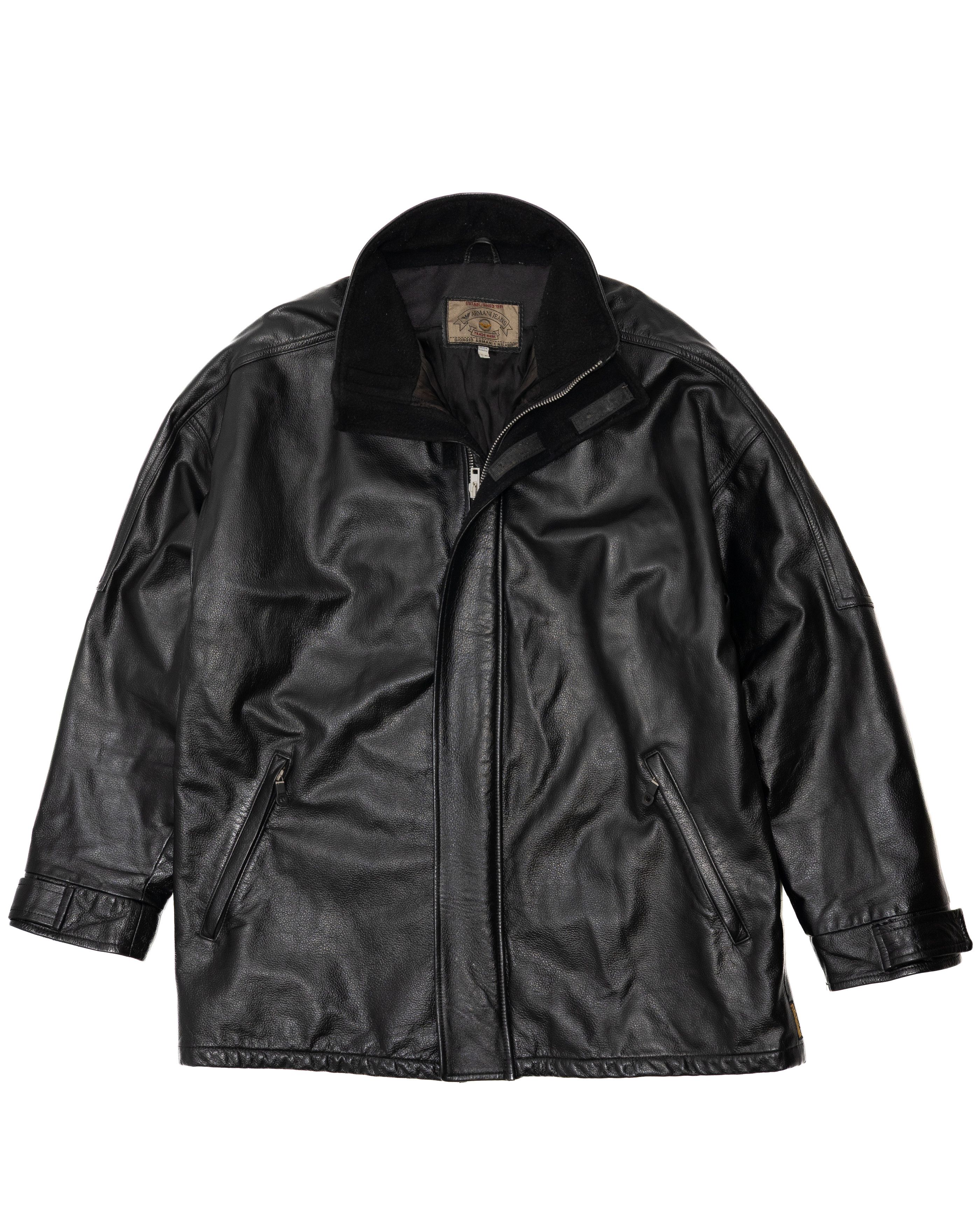 Giorgio Armani *No Tariff* ARMANI JEANS Rare Vintage 90s Leather Parka Size US L / EU 52-54 / 3 - 3 Thumbnail