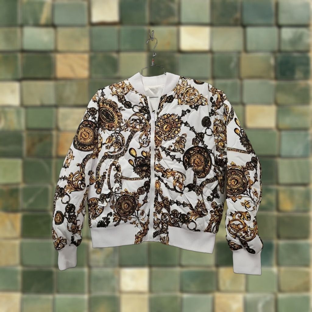 Versace VINTAGE Versace Jeans Couture BAROQUE Luxury Puffer REVERSIBLE Bomber Jacket Medium Mens Size US 31 - 1 Thumbnail