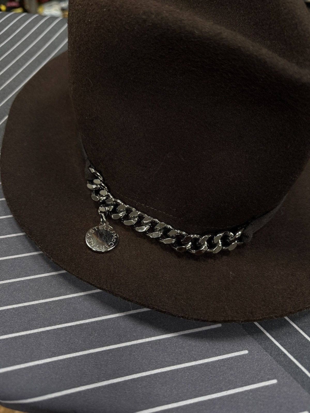 Stella McCartney ❗️New🇮🇹 Stella McCartney Chain-Trim Wool Felt Fedora Hat Italy Size ONE SIZE - 4 Thumbnail