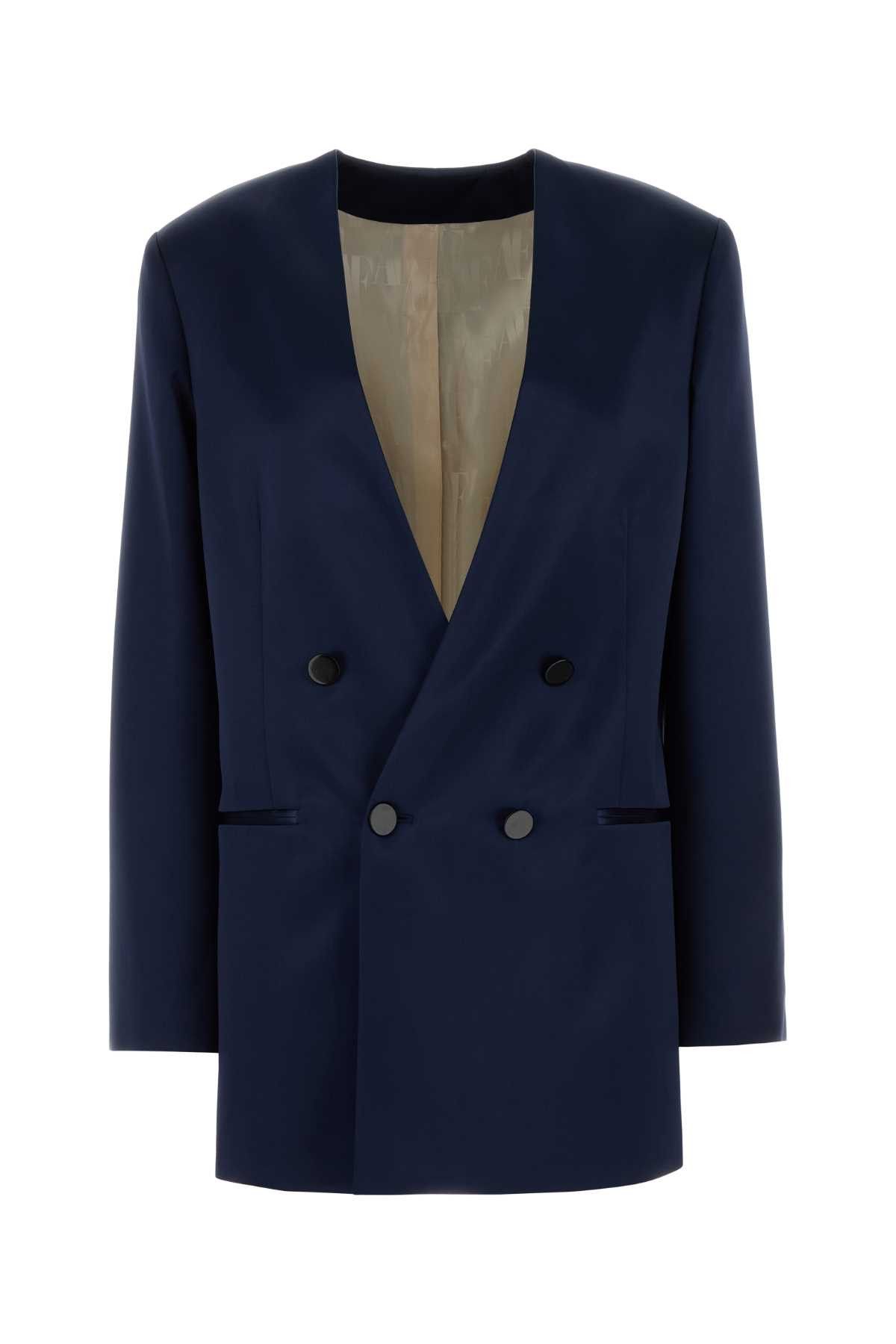 Alberta Ferretti Navy Blue Satin Blazer Size M / US 6-8 / IT 42-44 - 1 Thumbnail