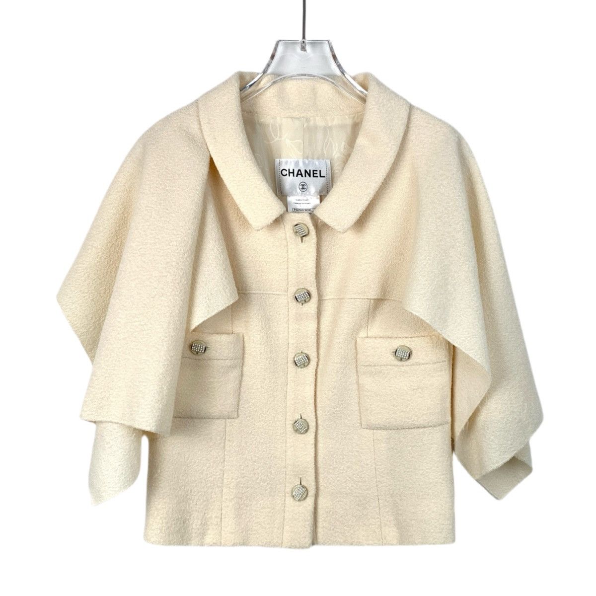 Chanel Chanel Beige Double C Logo Button Trim Wool Cape Jacket Size XS / US 0-2 / IT 36-38 - 1 Thumbnail