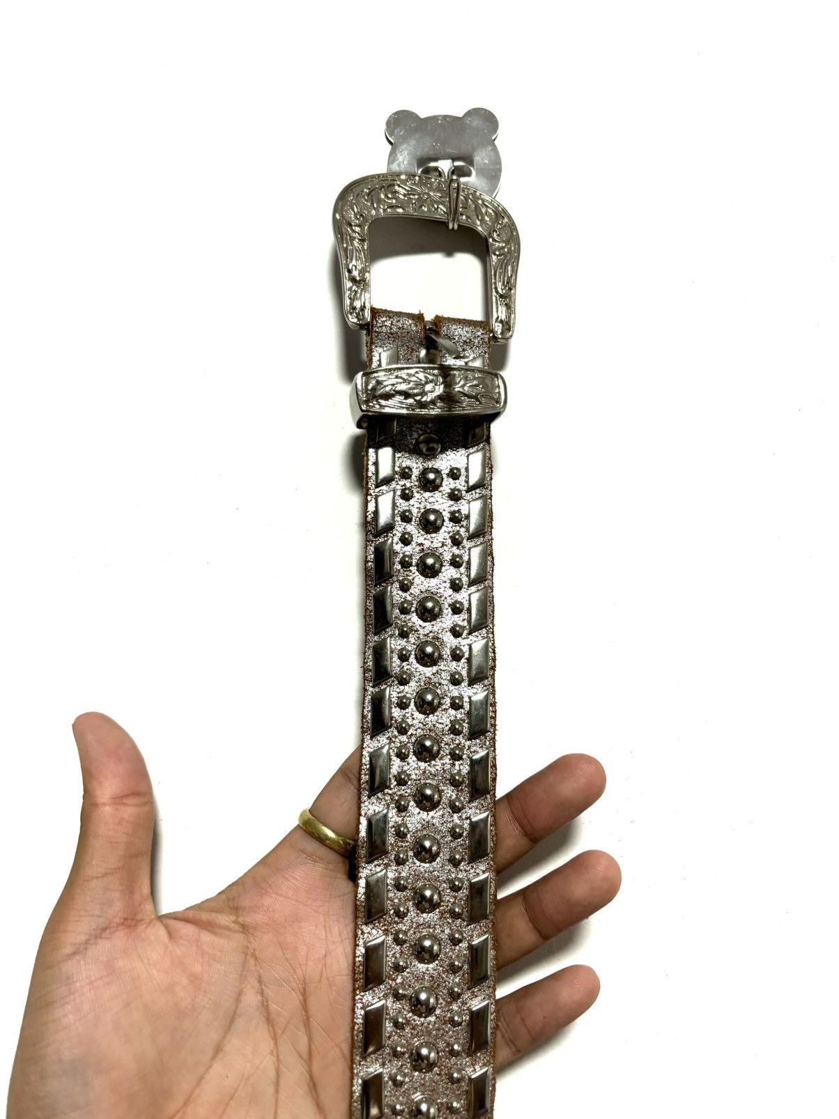 Leather Vintage Design Studded Belt (size 33-35) Size ONE SIZE - 8 Thumbnail
