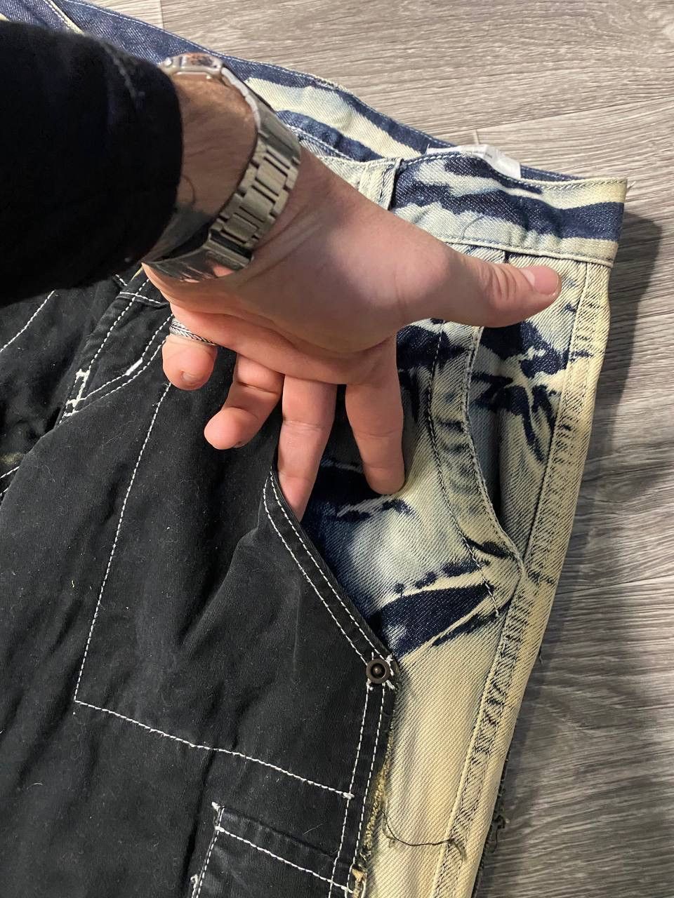 Japanese Brand Avantgarde Kingz Washed Straight Jeans Patchwork Opium Y2K Size US 29 - 4 Thumbnail