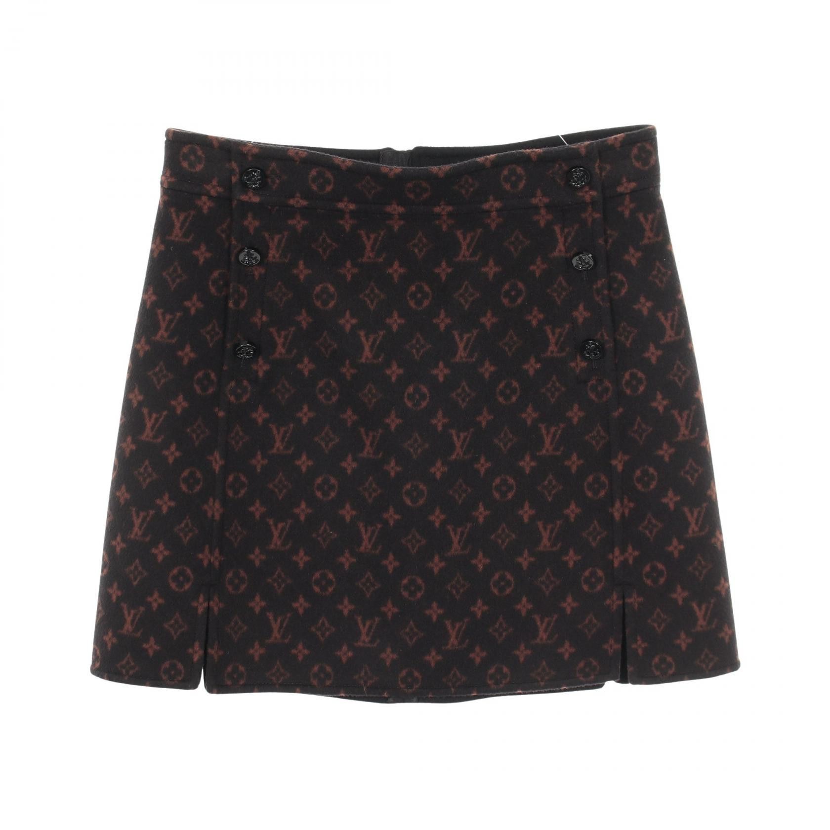 Louis Vuitton Louis Vuitton Louis Vuitton Monogram Wool Silk Skirt Textile Skirts DUTY FREE for USA Size ONE SIZE - 1 Thumbnail