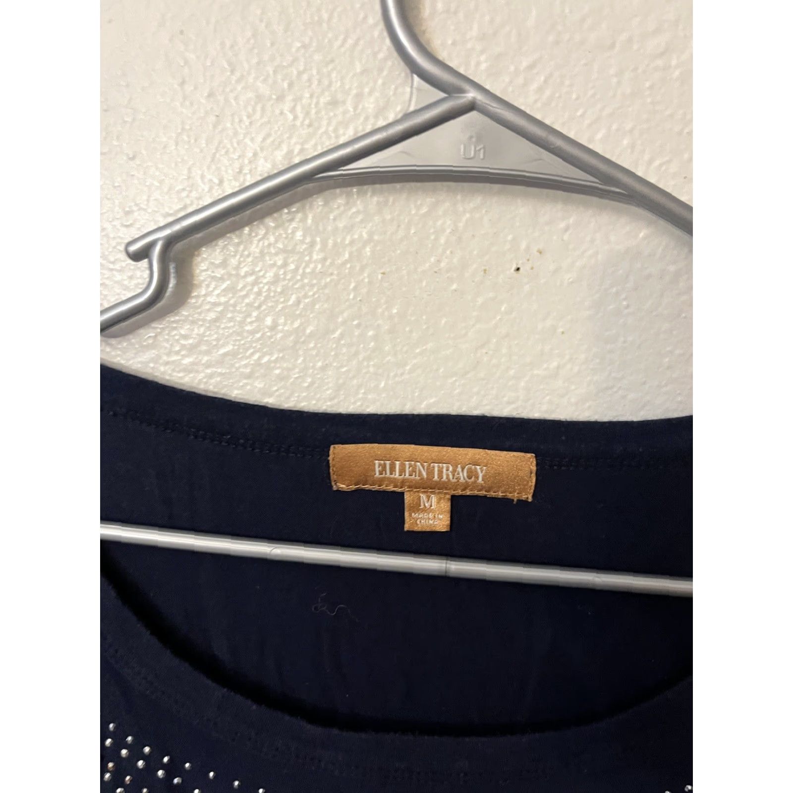 Ellen Tracy Ellen Tracy Women's Top Blouse Blue Crew Neck Short Sleeve Medium Size M / US 6-8 / IT 42-44 - 2 Thumbnail