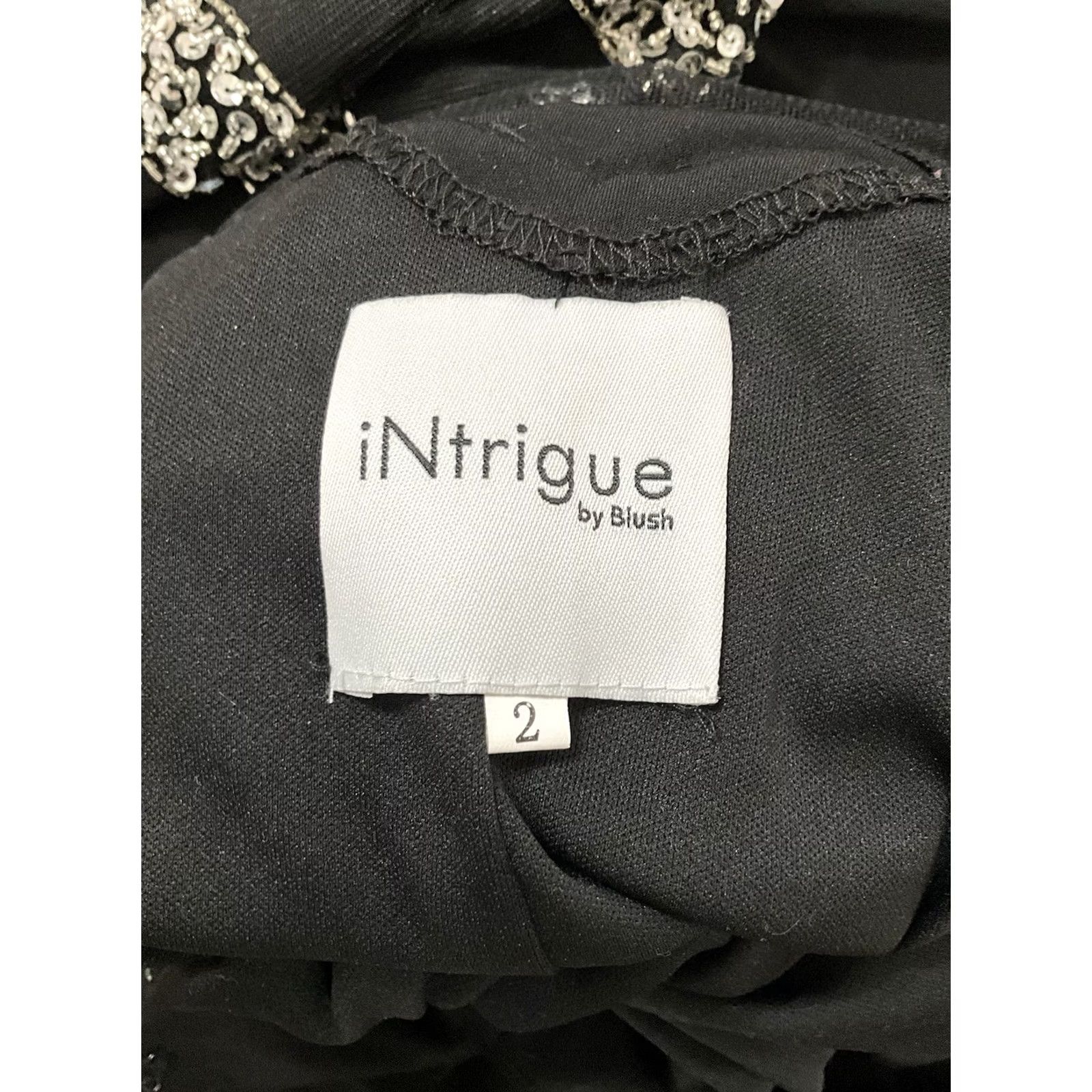 Vintage NWT Intrigue Halter Neck Navy Sequin Lace Mermaid Gown Ball Gown Dress Sz 2 Womens Black Polyester Size XS / US 0-2 / IT 36-38 - 3 Thumbnail