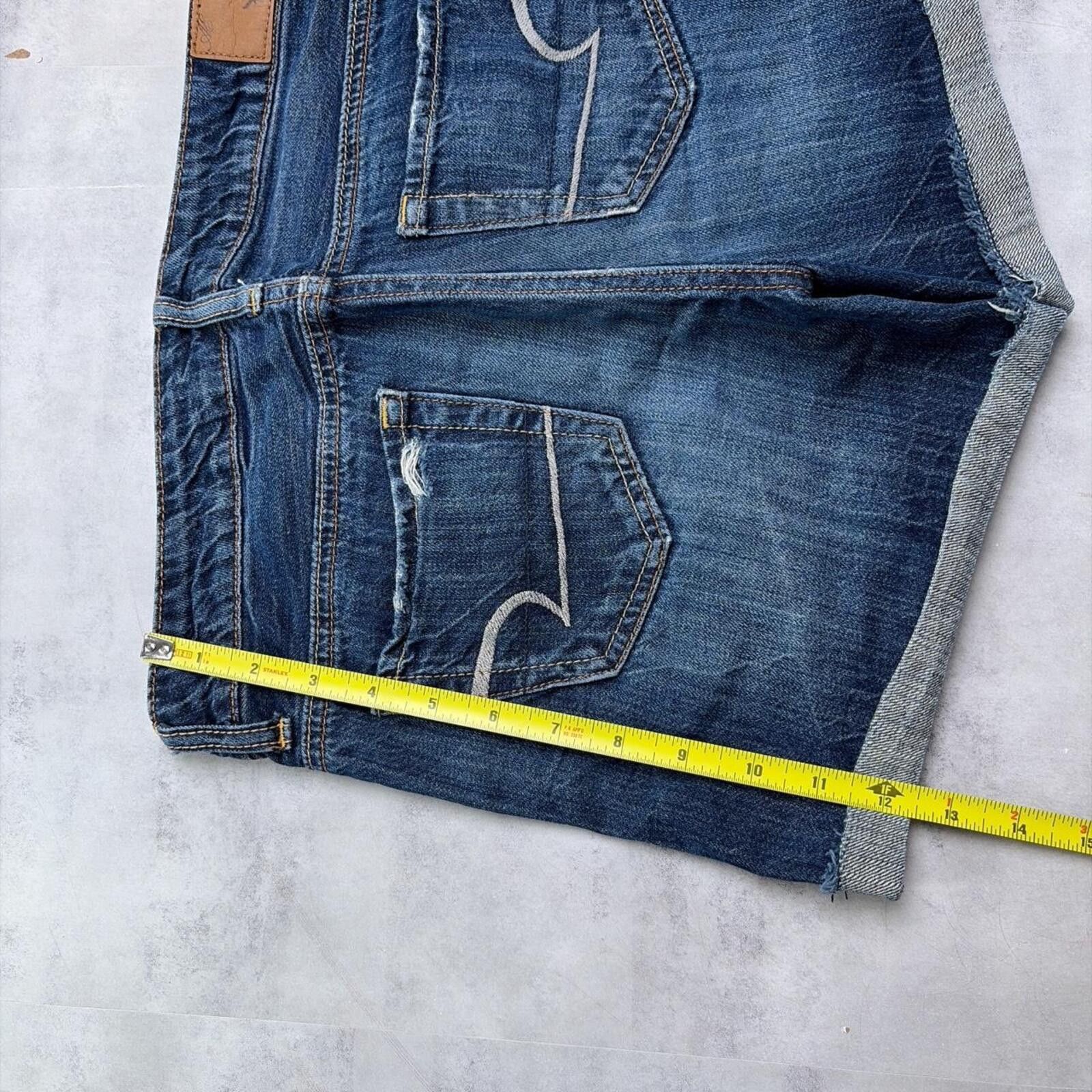 American Eagle Outfitters Y2K Dark Wash American Eagle Grunge Mini Denim Shorts Size 25" / US 0 / IT 36 - 7 Thumbnail