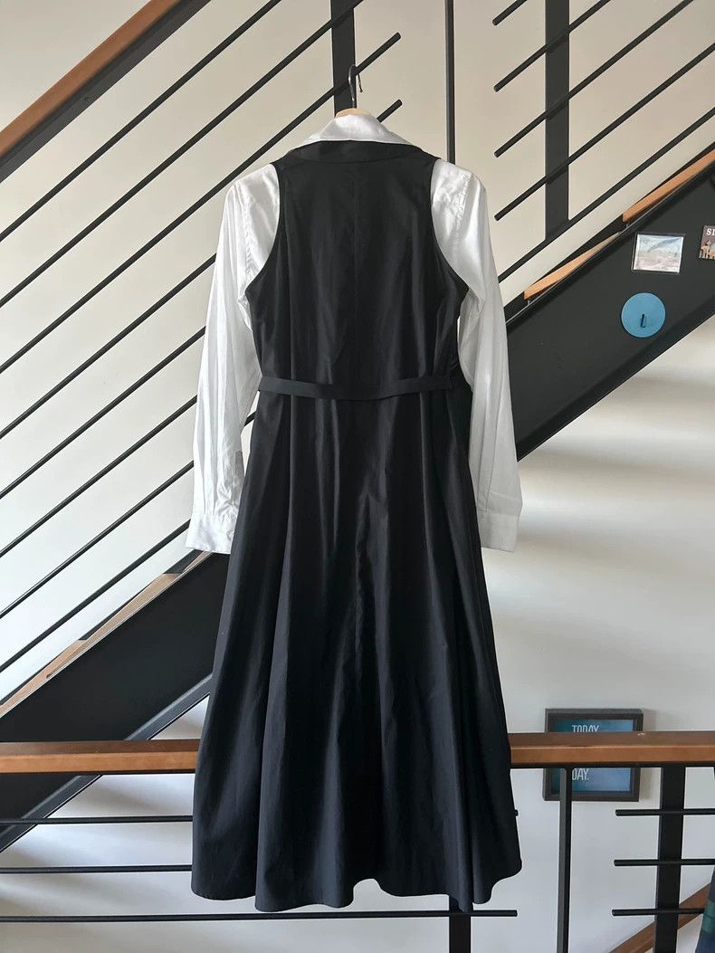 Comme des Garcons Comme Des Garcons Sleeveless lapel belted dress + white la Size S / US 4 / IT 40 - 2 Thumbnail