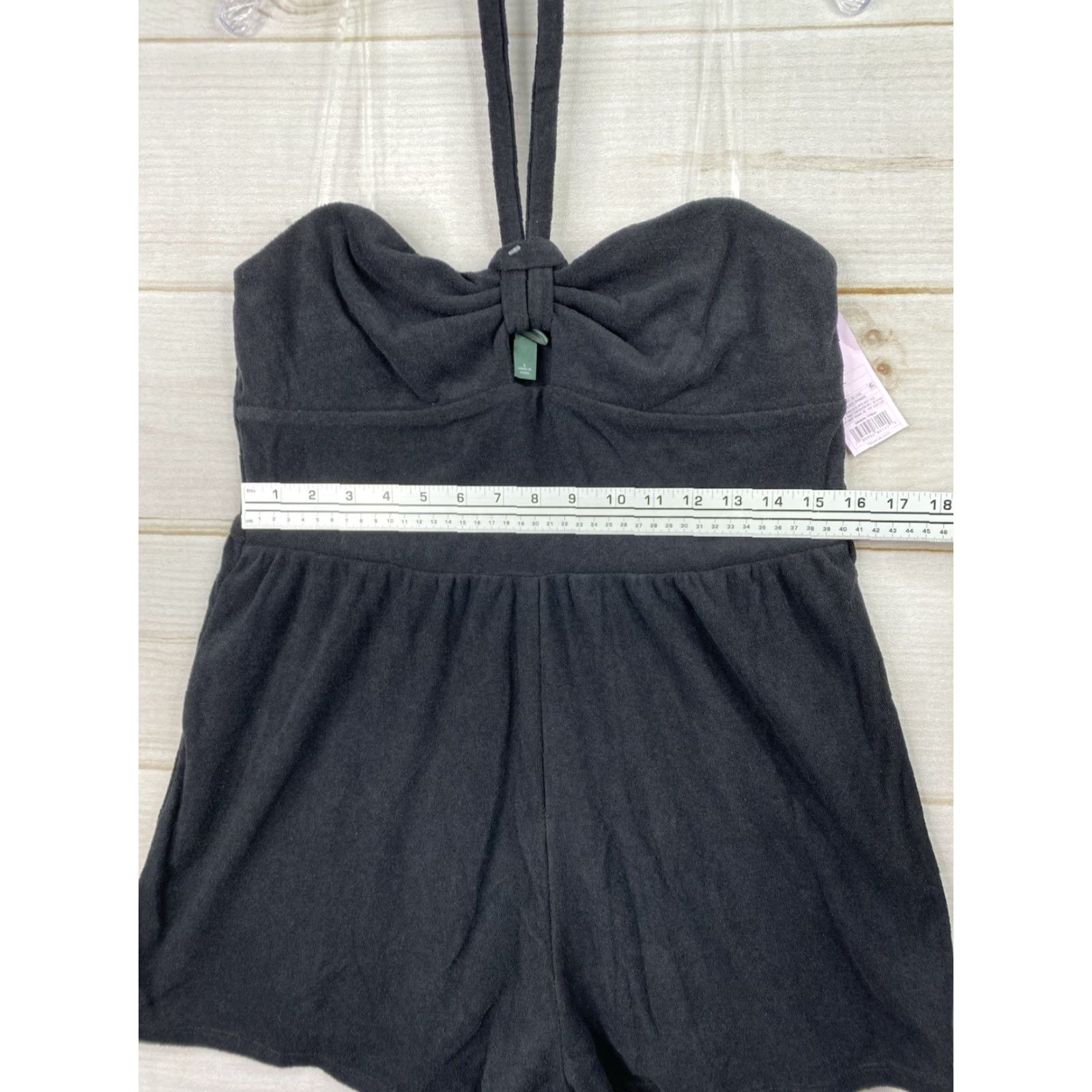 Vintage Wild Fable Shortall Womens L Black Terry Cloth Short Romper Halter Beach NWT! Size 36" / US 14 / IT 50 - 4 Thumbnail
