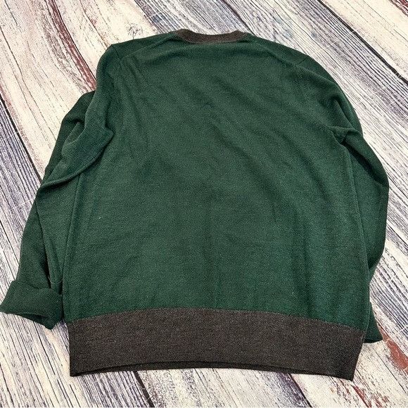 Banana Republic Banana Republic 100% Merino Wool Green V-Neck Sweater with G Size US L / EU 52-54 / 3 - 5 Thumbnail