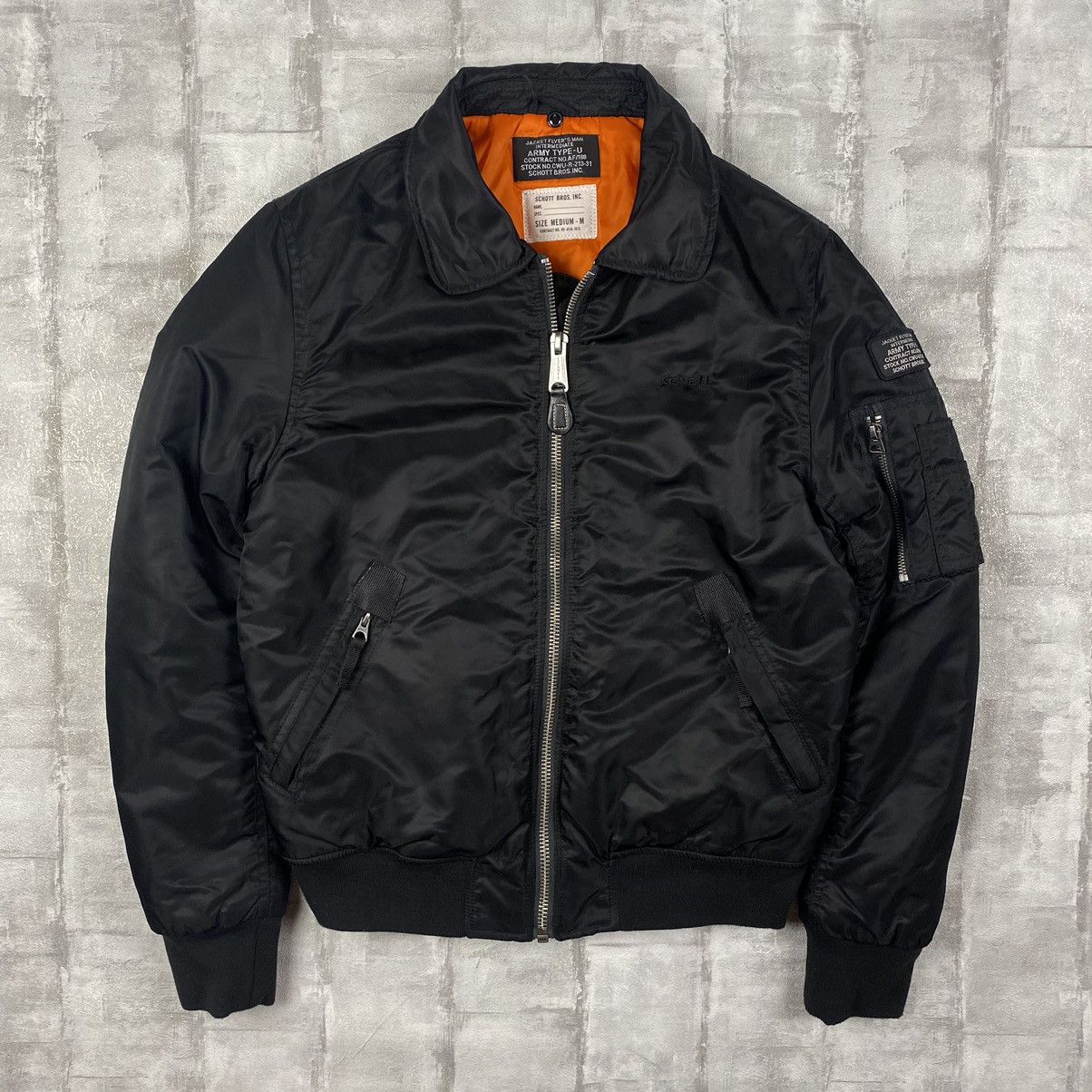 image of Vintage Schott Nyc Nylon Flyers Bomber Military Army Type U in Black, Men's (Size Medium)