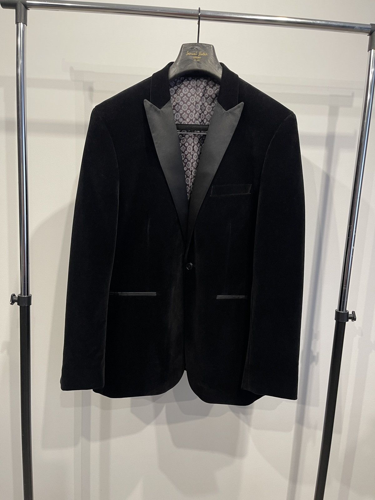 Velour velvet blazer classic jacket black racing green 54