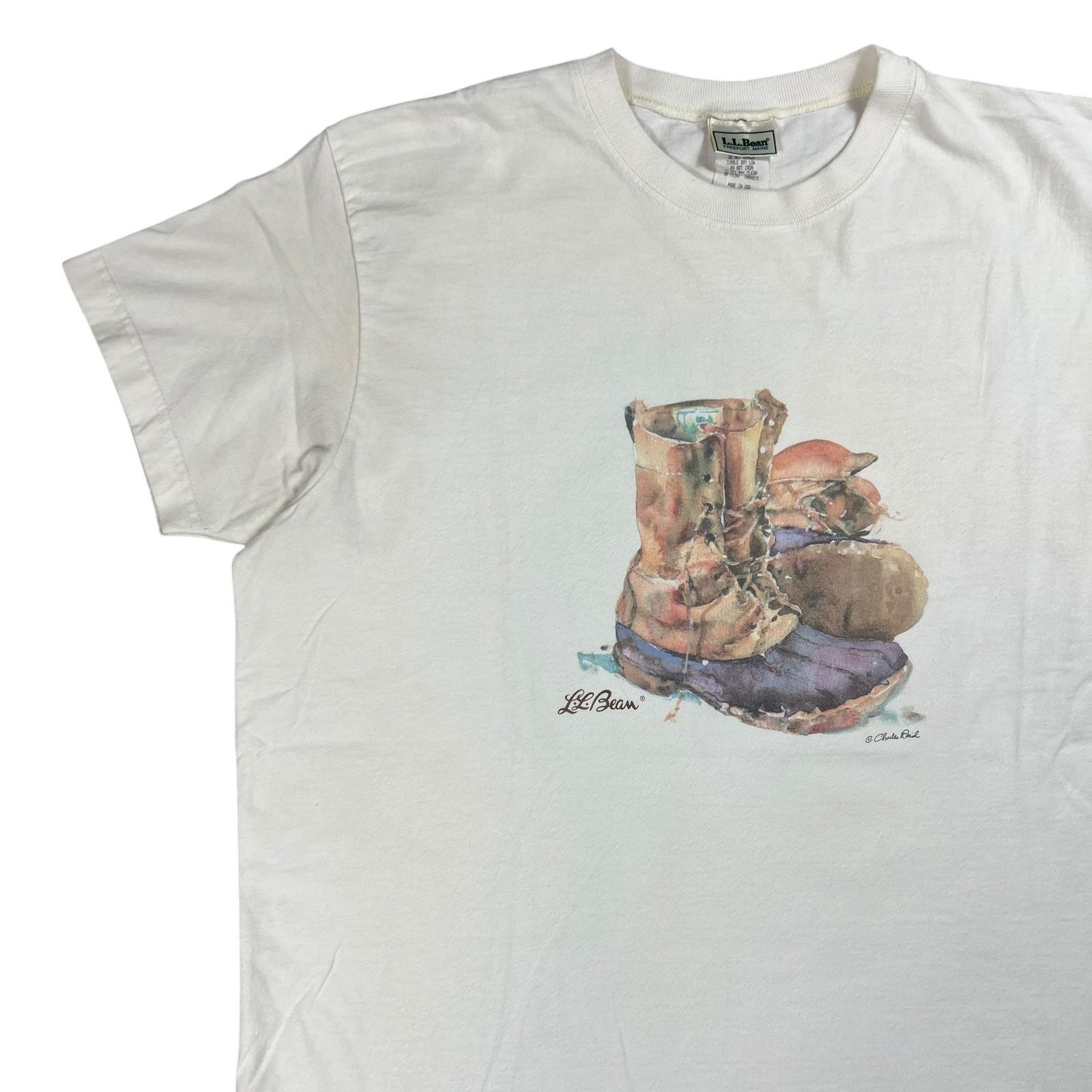 Vintage Vintage 90s L.L. Bean Boots painting art tee (M) Size XL / US 12-14 / IT 48-50 - 4 Thumbnail