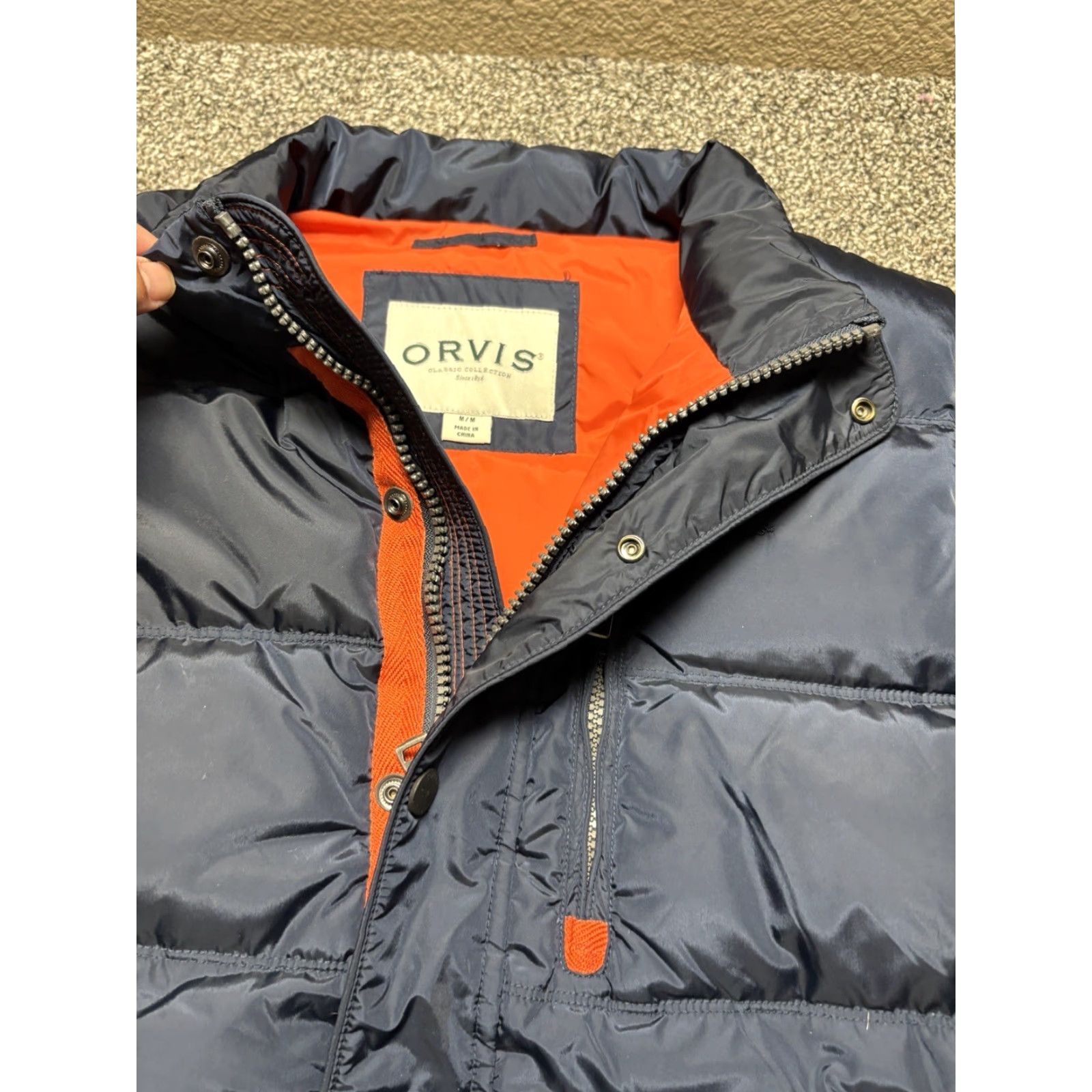 Orvis Orvis Puffer Vest Duck Down Mens Medium Navy Blue Quilted Jacket Zip Snap Size US M / EU 48-50 / 2 - 2 Thumbnail