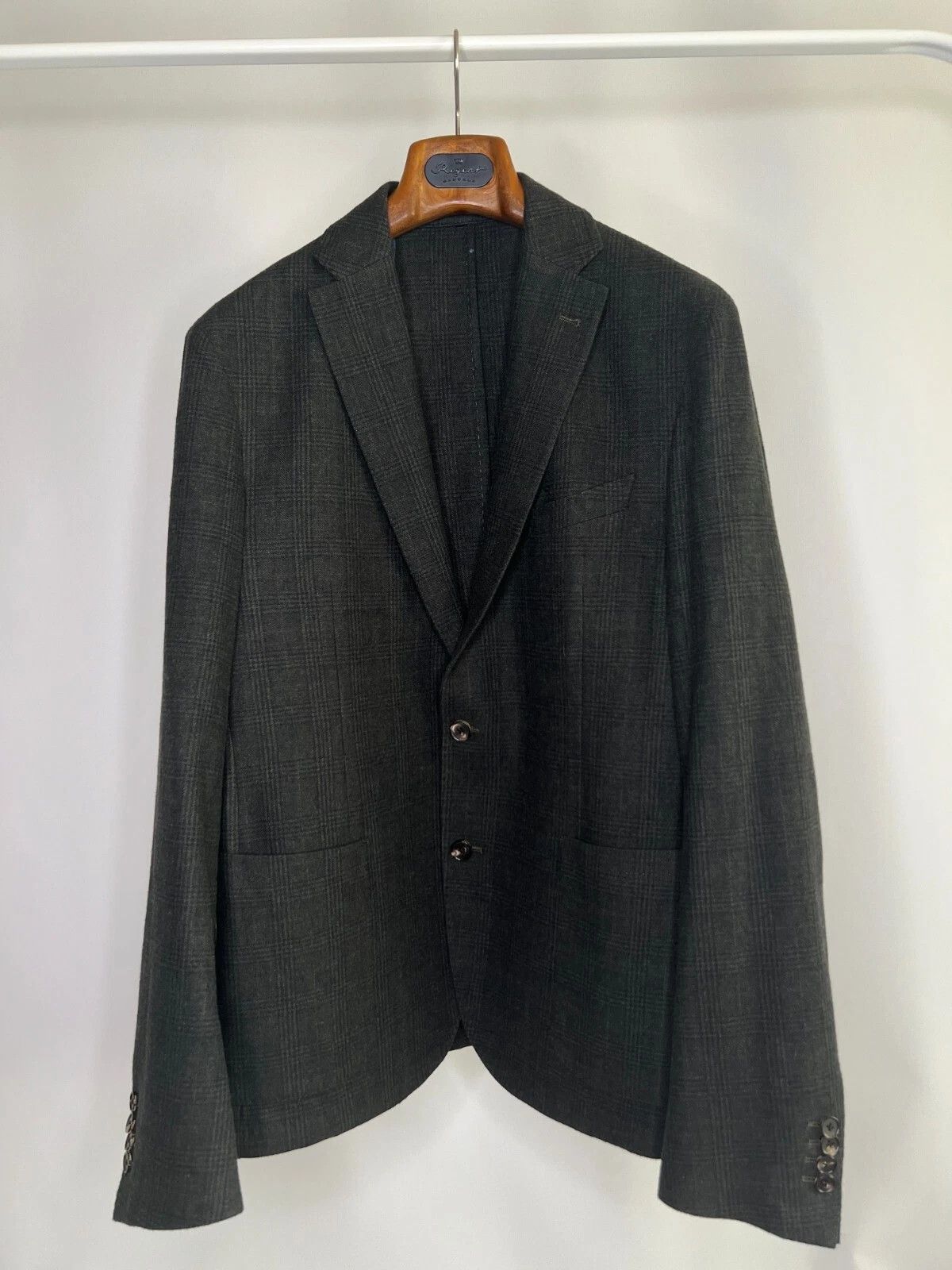 Marc O'Polo MARC O'POLO Plaid Dark Green Blazer Wool Unlined Size 46R - 3 Thumbnail