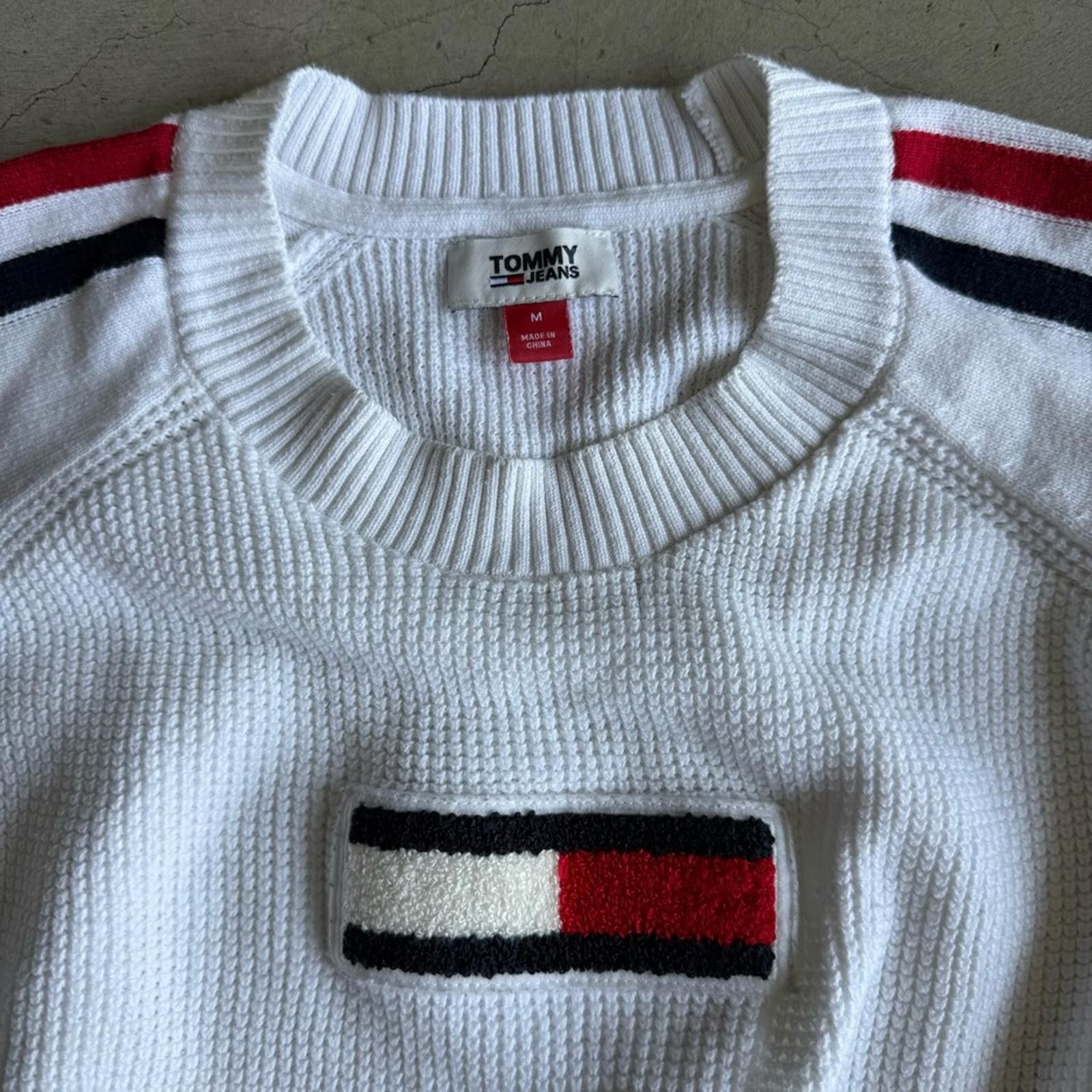 Tommy Hilfiger Tommy Jeans / Flag Patch Cropped Sweater / ivory Size M / US 6-8 / IT 42-44 - 6 Thumbnail