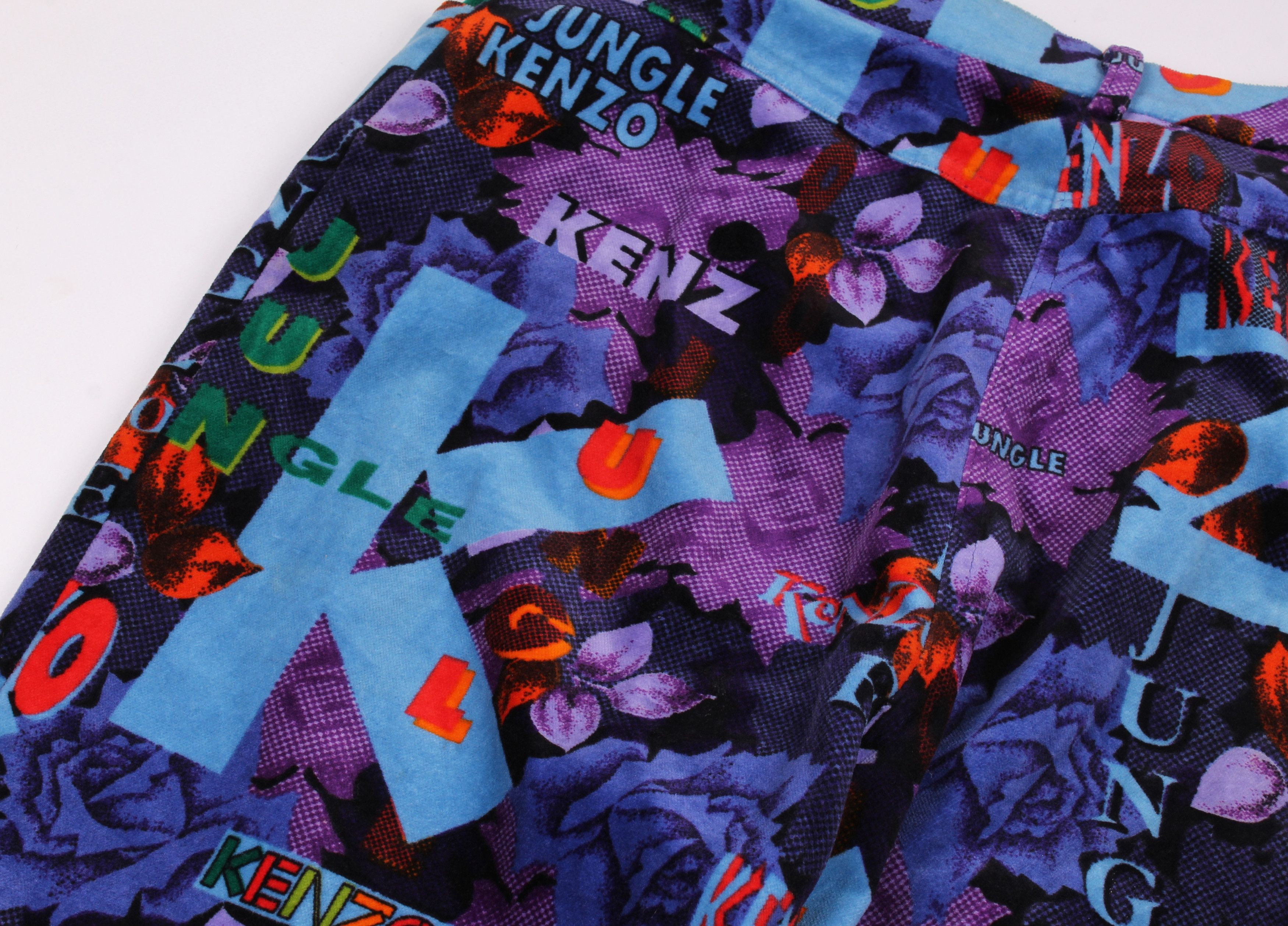 Kenzo × Vintage Vintage Kenzo Jungle 80's Velour Printed Pants Trousers Size 30" / US 8 / IT 44 - 6 Thumbnail