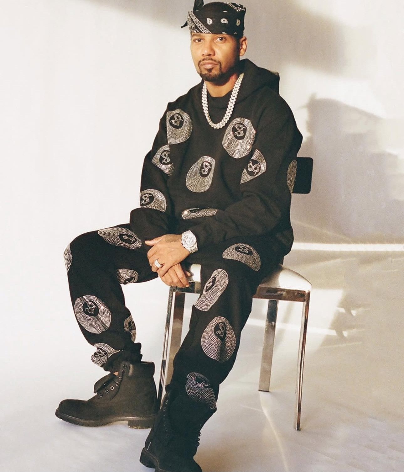 B.B. Simon Rhinestone All Over 8ball Sweatpants Size US 32 / EU 48 - 8 Thumbnail