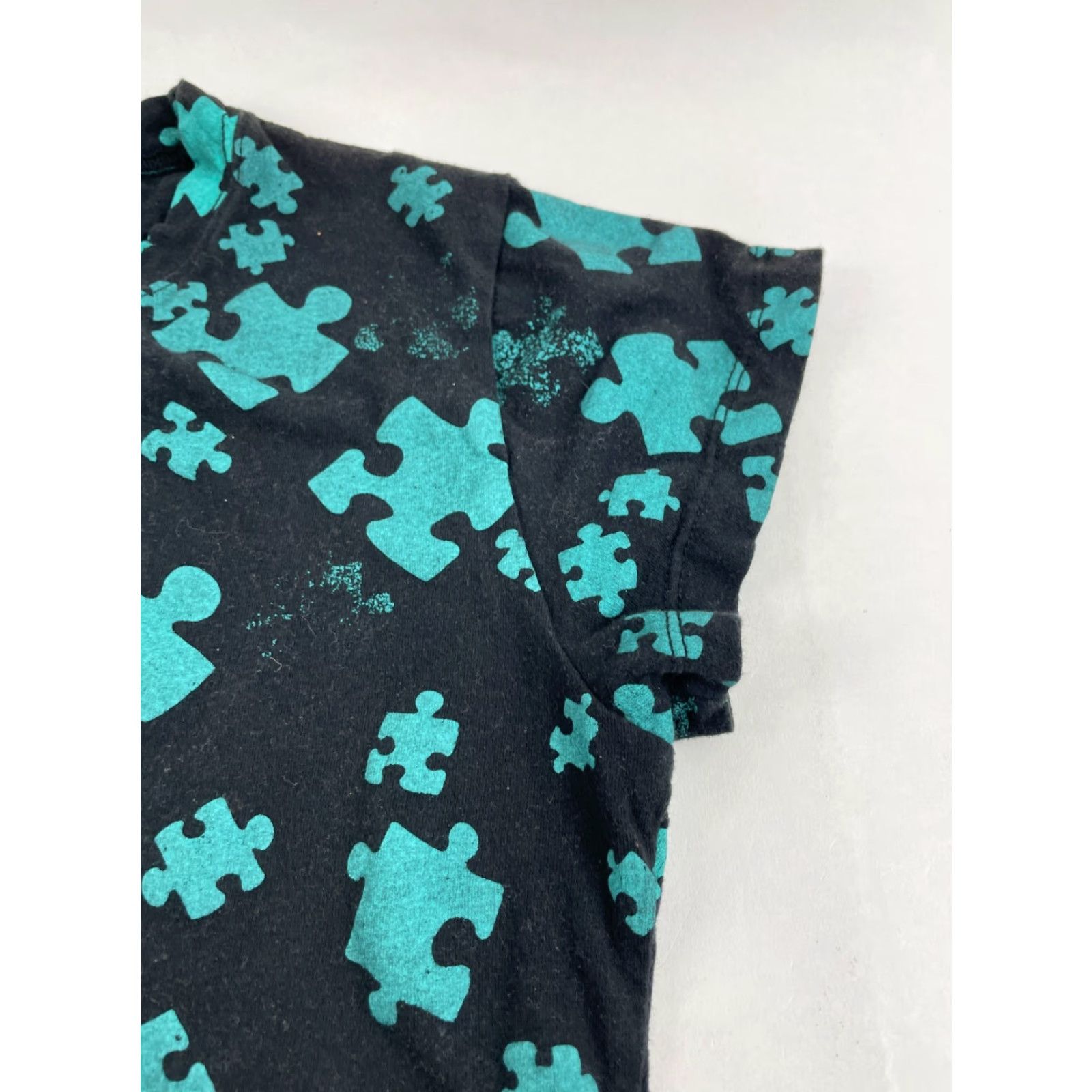 Vintage Cocoa Blouse Women's Size S Short Sleeve Mock Neck Jigsaw Piece Print Size S / US 4 / IT 40 - 3 Thumbnail