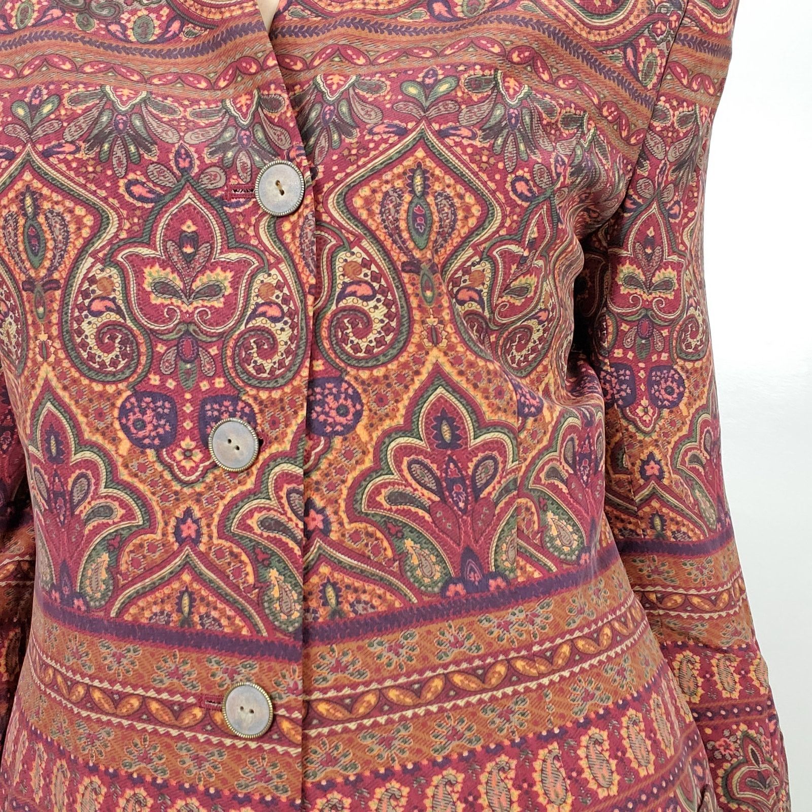 Other August Silk Paisley Boho Blazer Jacket 8 / 38 Size M / US 6-8 / IT 42-44 - 5 Thumbnail