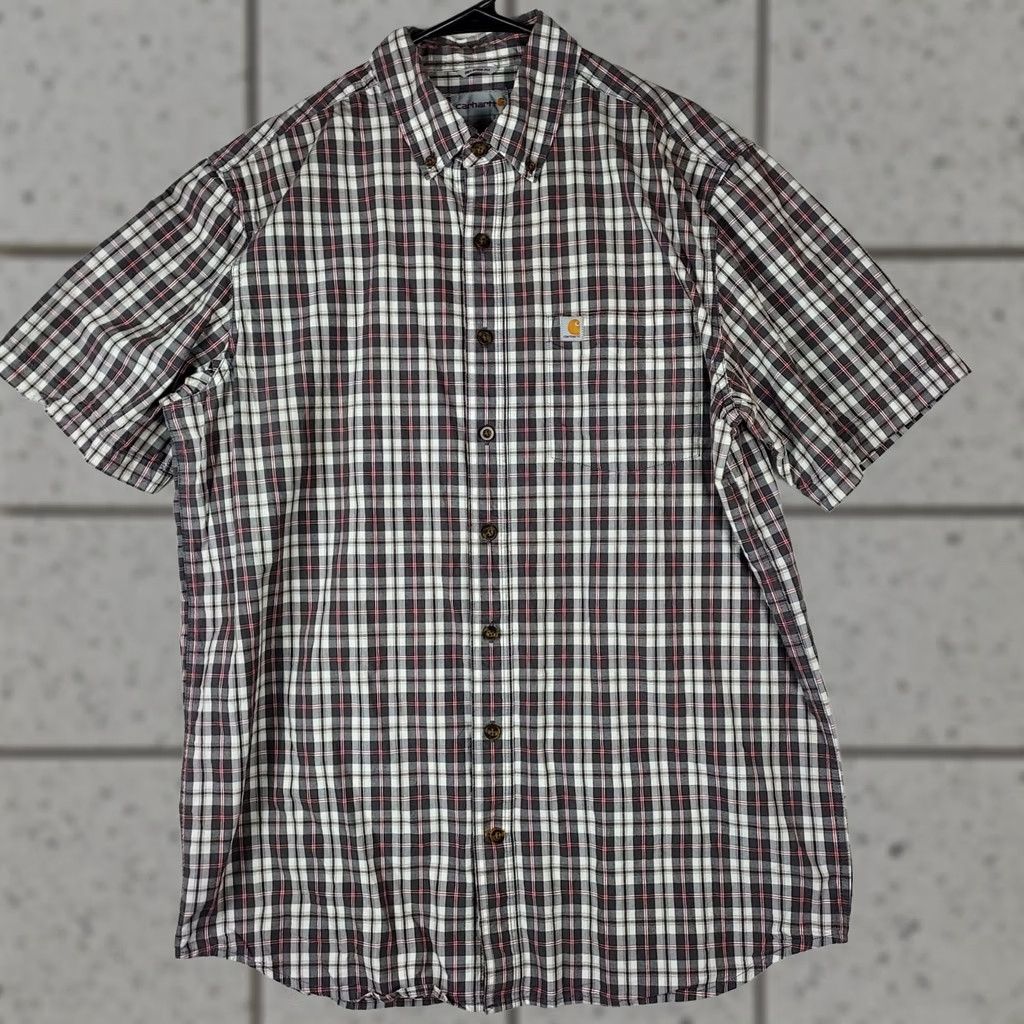Carhartt VINTAGE? No. Carhartt Relaxed Fit Plaid Shirt LT Mens Short Sleeve Button Front Pocket Size US L / EU 52-54 / 3 - 1 Thumbnail