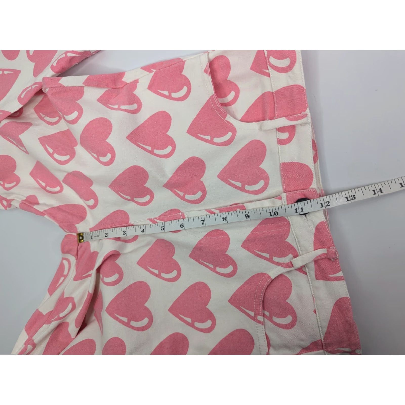 Lazy Oaf Lazy Oaf All My Heart Cropped Pants Women's Size Small White & Pink Hearts Size 28" / US 6 / IT 42 - 7 Thumbnail
