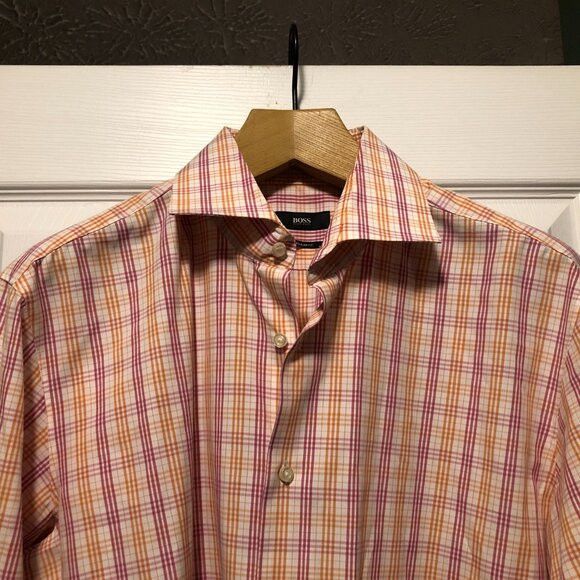 Hugo Boss Hugo boss men's cotton dress shirt size: 17.5/long sleeve Size US XL / EU 56 / 4 - 4 Thumbnail