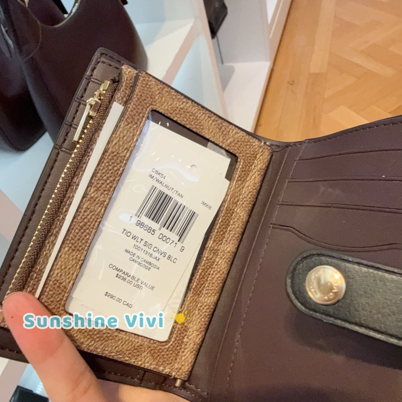 Coach NWT Coach 2-in-1 Wallet Blocked CBK54 Gold/Walnut /Tan Size ONE SIZE - 5 Thumbnail