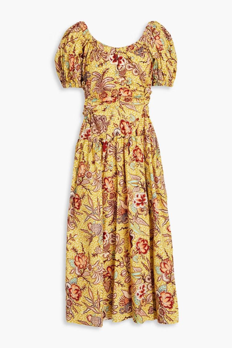 Ulla Johnson ULLA JOHNSON Golda cutout printed cotton-poplin midi dress Size XS / US 0-2 / IT 36-38 - 1 Thumbnail