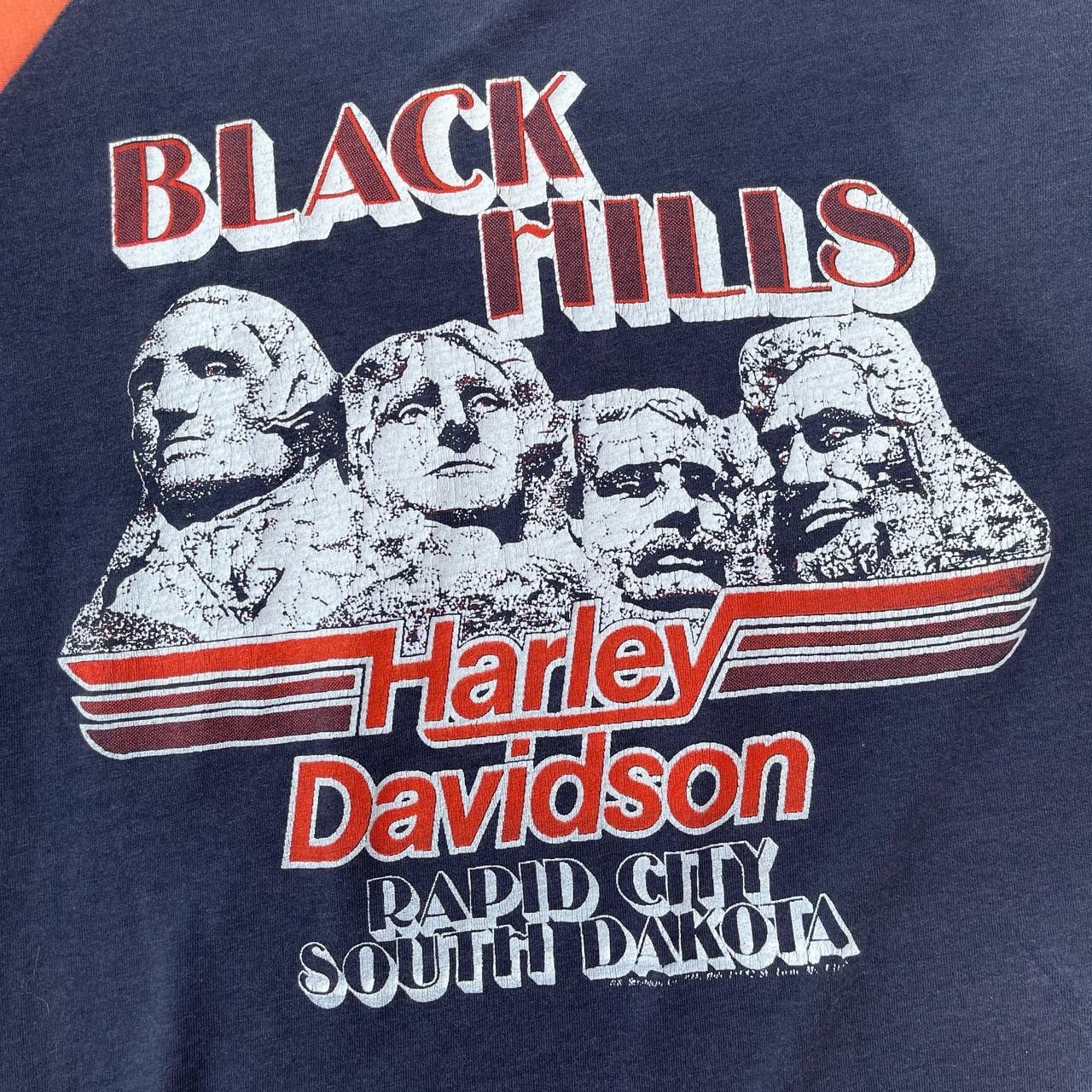 Harley Davidson × Vintage Rare Vintage 70s Mount Rushmore Harley Davidson Raglan tee Size US S / EU 44-46 / 1 - 6 Thumbnail