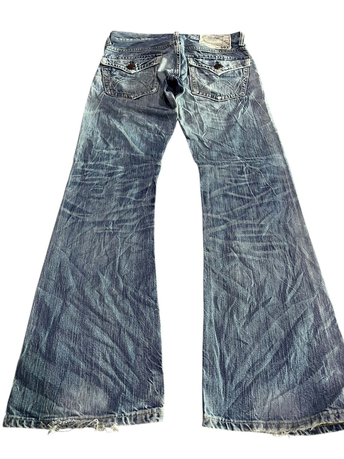 If Six Was Nine × Japanese Brand 🇯🇵 FLARE Y2K EDWIN BLUE TRIP 503 DENIM JEANS Size US 32 / EU 48 - 11 Thumbnail