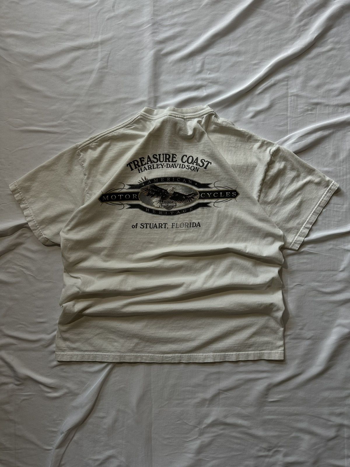 Harley Davidson Vintage Distressed White Harley Davidson Tee Size US XL / EU 56 / 4 - 5 Thumbnail