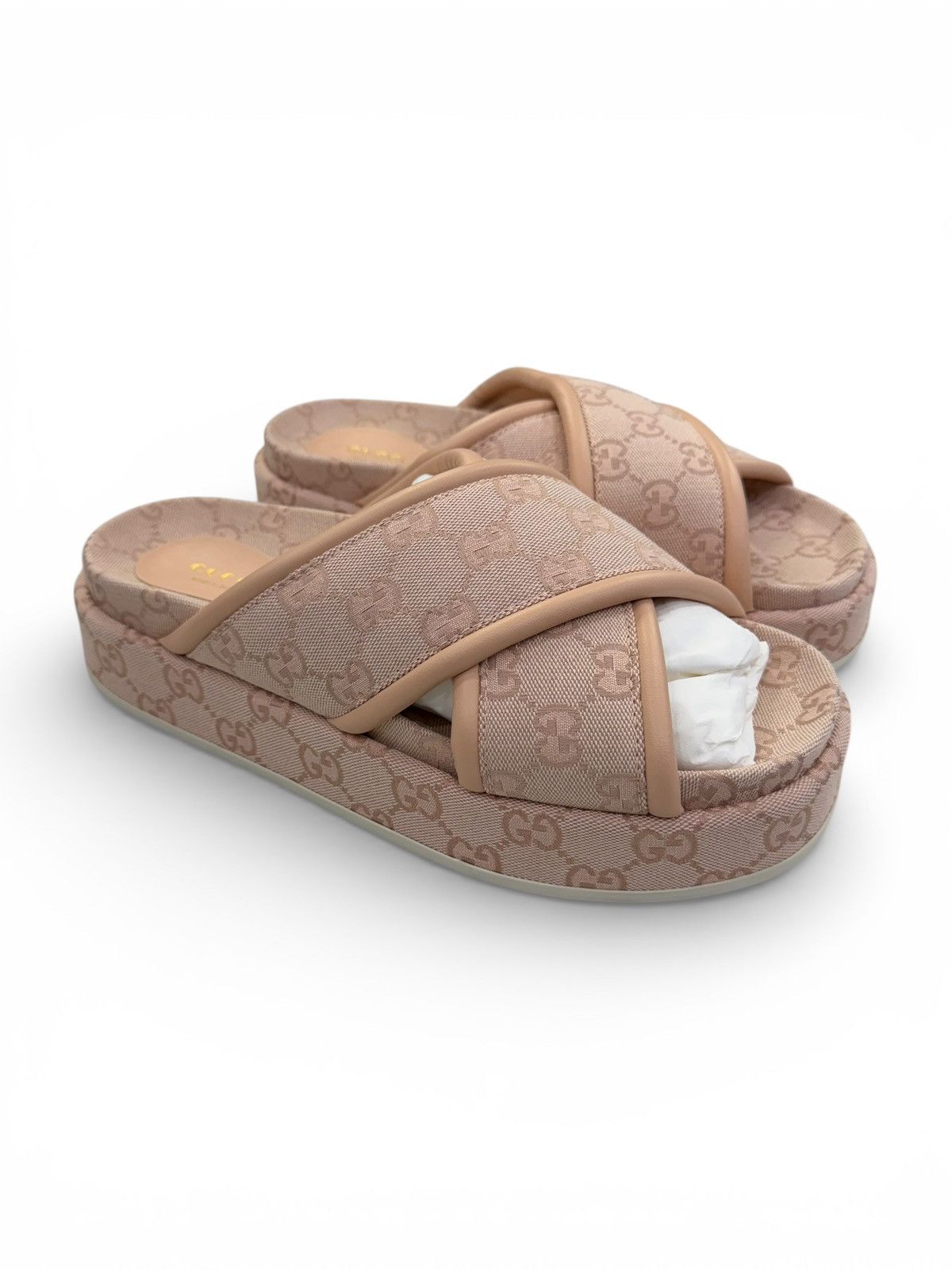 Gucci Gucci Monogram Platform Slides Pink Size US 10 / IT 40 - 1 Thumbnail
