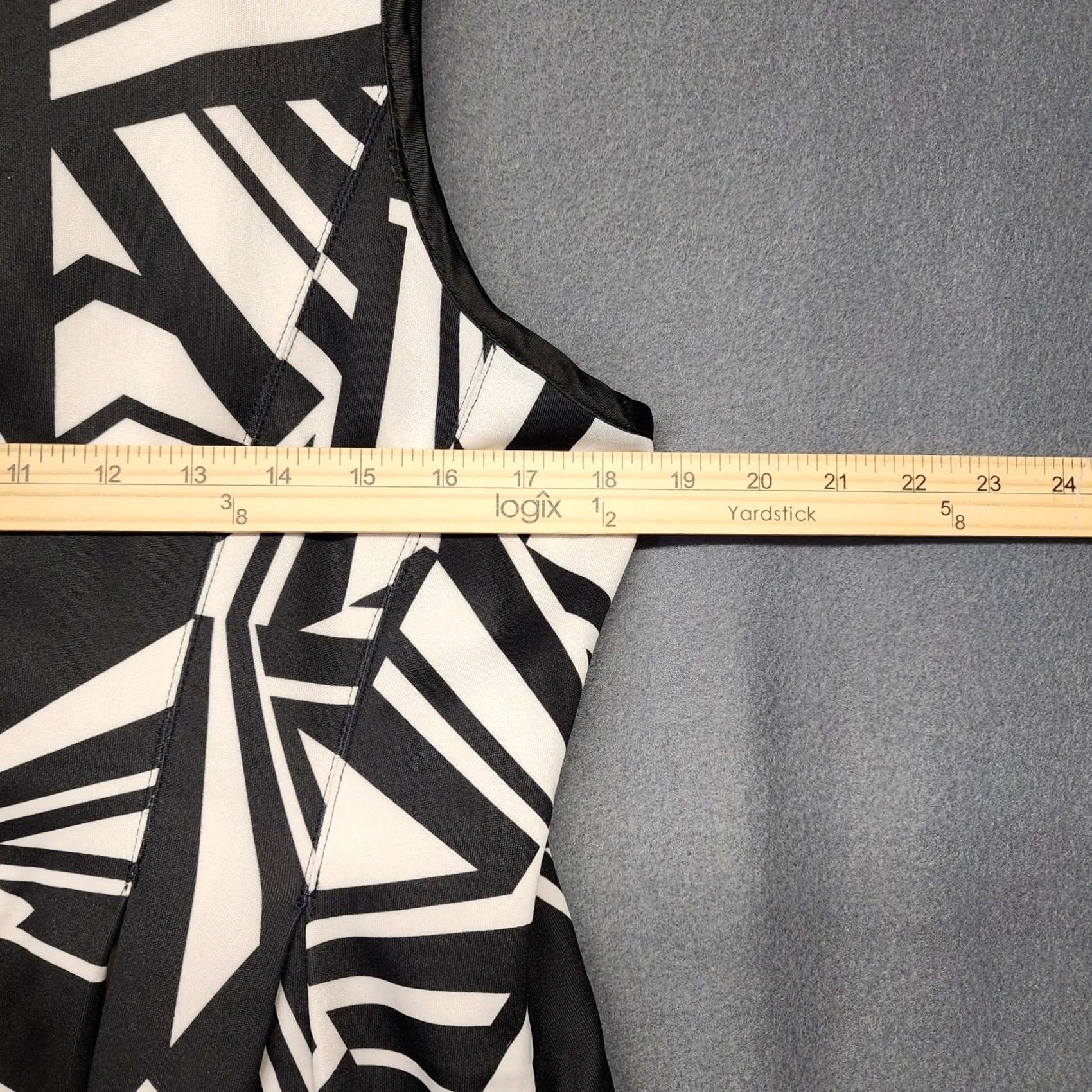 Vintage Monroe & Main Dress Womens 16 Black White Geometric Fit Flare Sleeveless Red Hem Midi Plus Women Size XXL / US 16-18 / IT 52-54 - 6 Thumbnail